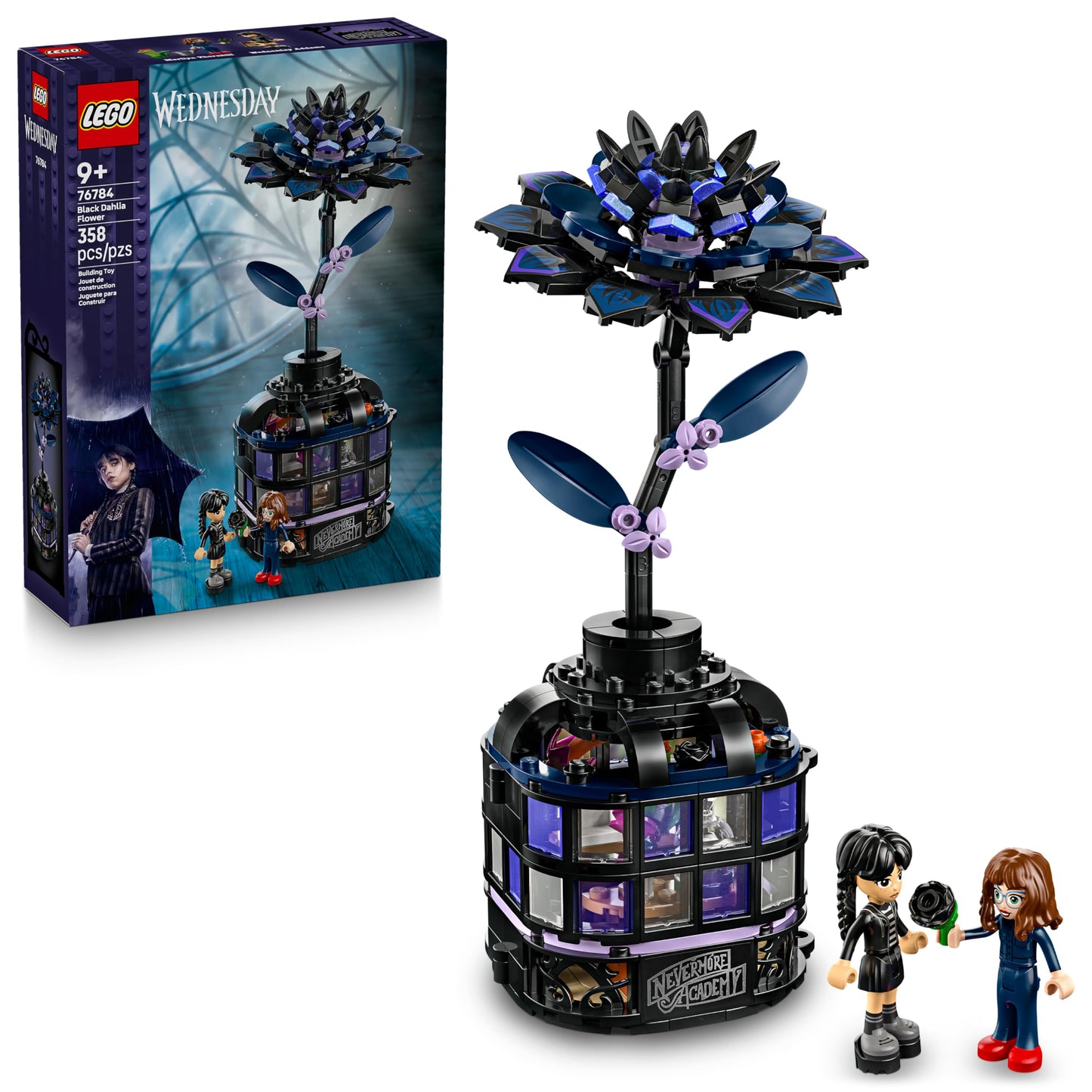 LEGO Wednesday Black Dahlia Flower 76784 – Hidden Nevermore Classroom with Wednesday Addams & Professor Thornhill