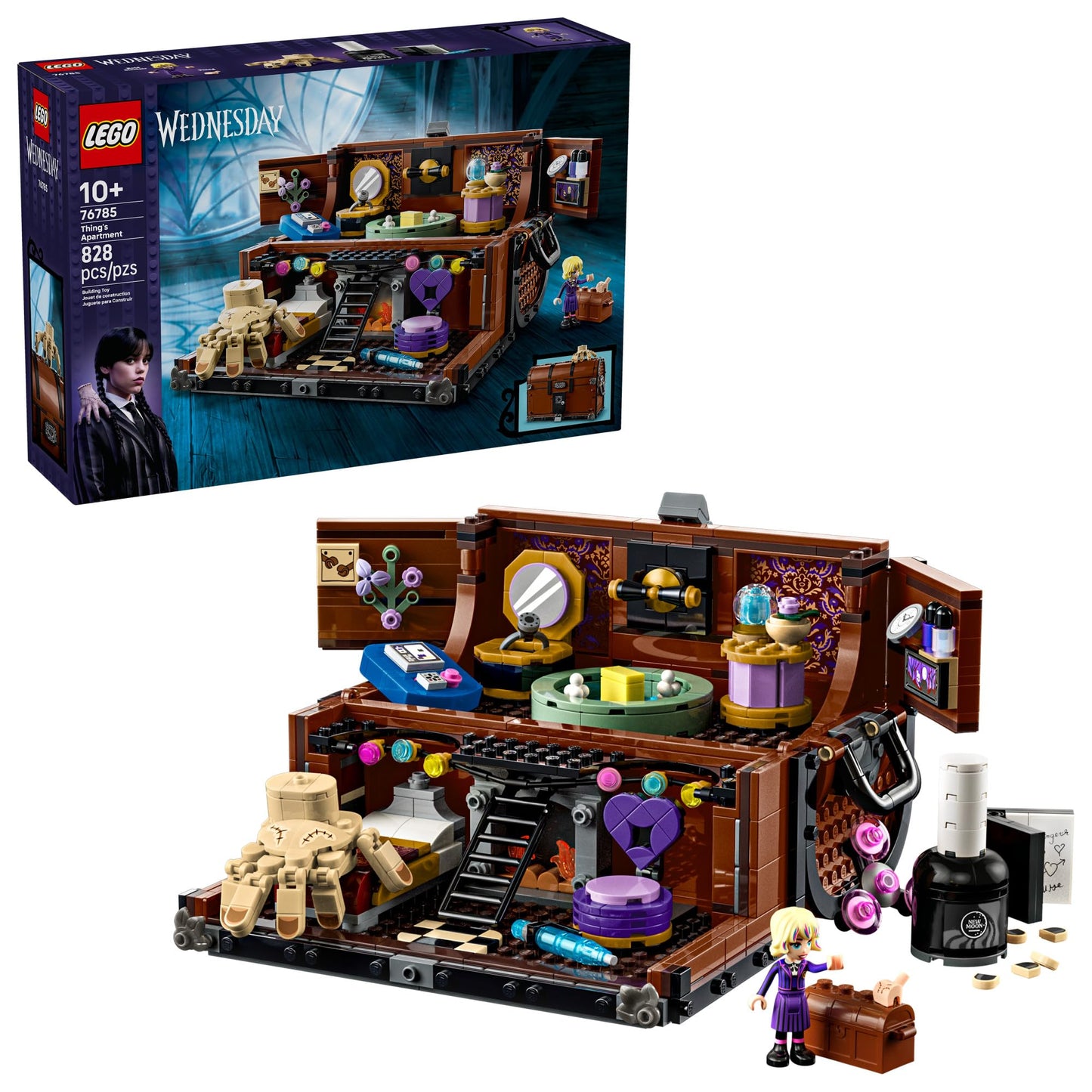 LEGO Wednesday Thing's Apartment Building Toy 76785 – Transforming Trunk Playset with Poseable Thing & Enid Sinclair Minidoll