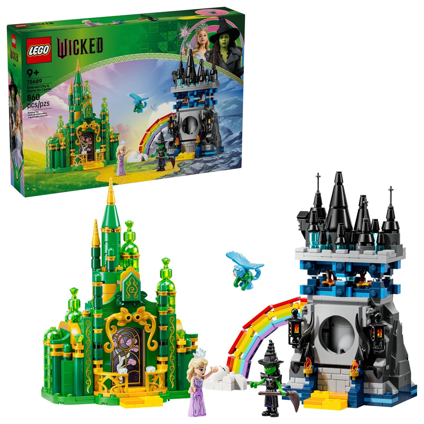 LEGO Wicked Emerald City & Kiamo Ko Castle (75689) – 860-Piece Buildable Toy with Flying Monkey Figure | Ages 9+
