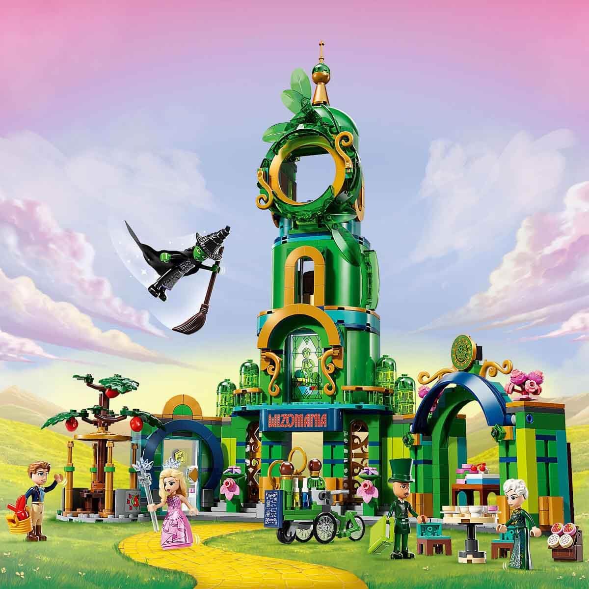 LEGO Wicked Welcome to Emerald City 75684 — Collectible Tower Game with Glinda, Elphaba & 5 Movie Characters