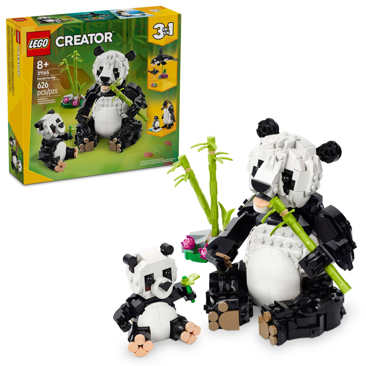 LEGO Creator 3-in-1 Wild Animals Panda Family – 626-Piece Building Kit for Kids 8+