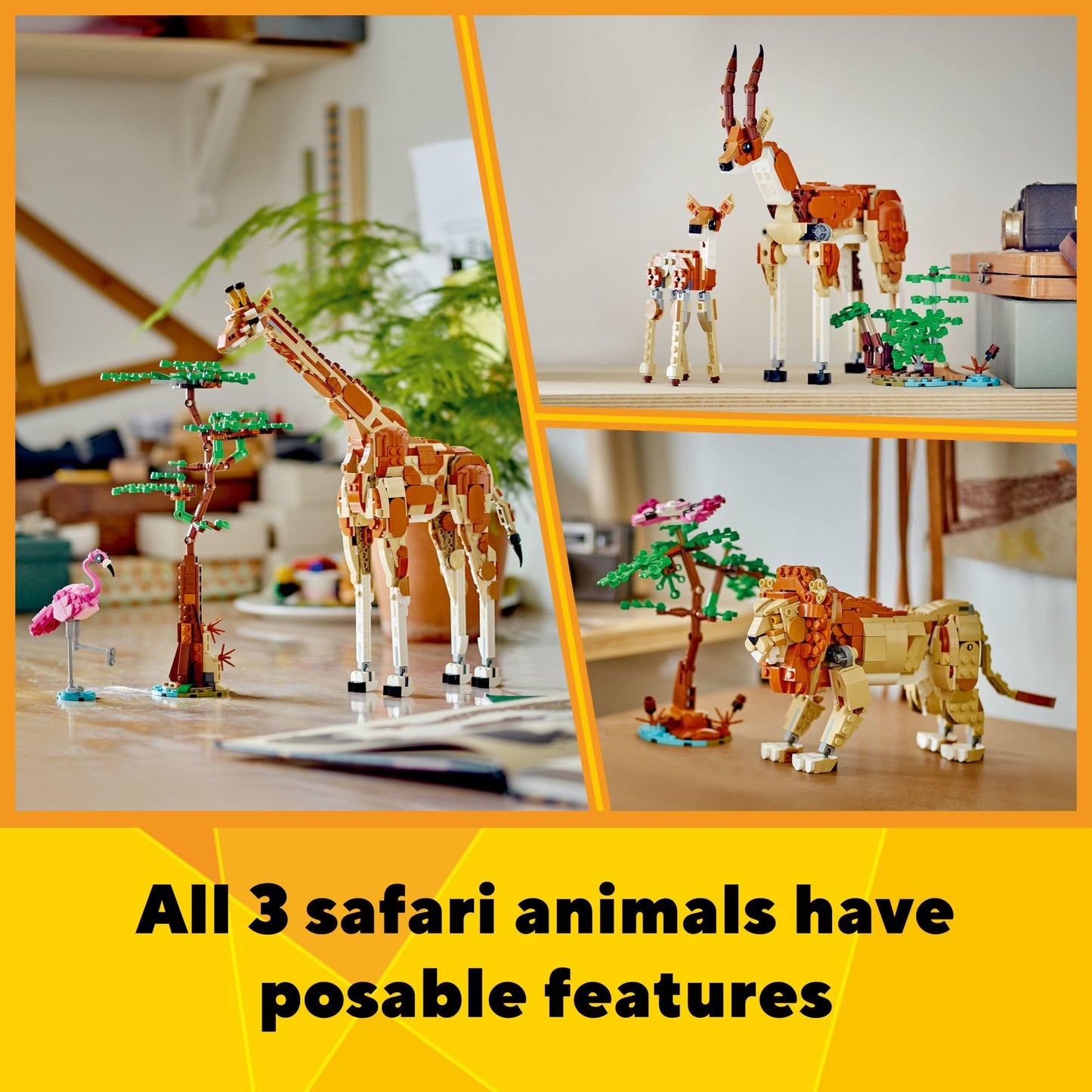 LEGO Creator 3-in-1 Wild Safari Animals (31150) – Giraffe, Gazelle & Lion Build