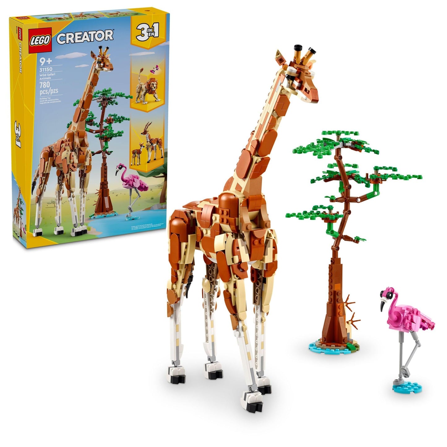 LEGO Creator 3-in-1 Wild Safari Animals (31150) – Giraffe, Gazelle & Lion Build