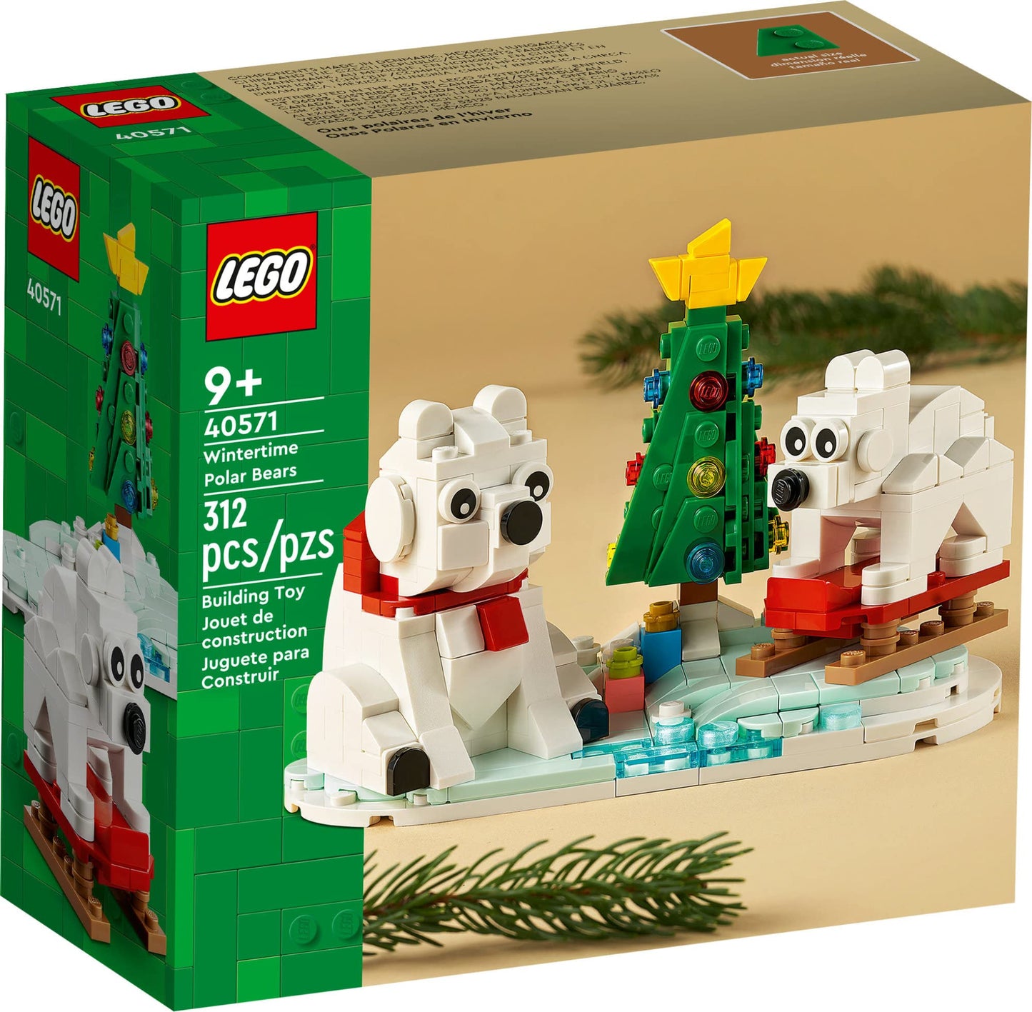 LEGO Wintertime Polar Bears 40571 – Christmas Decor Building Kit (312 Pieces)