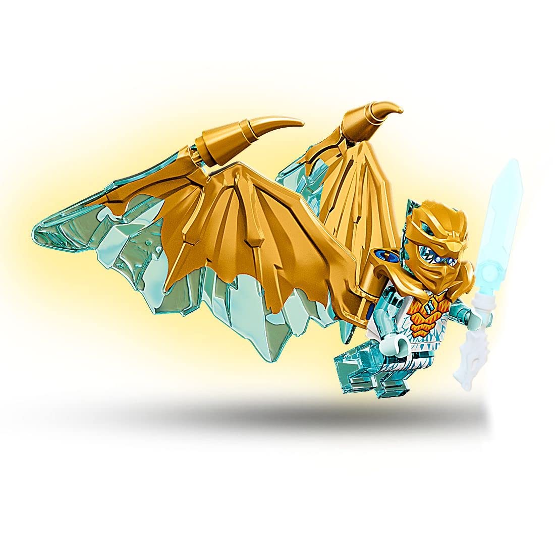 LEGO NINJAGO Crystalized Zane Minifigure — Golden Dragon with Wings & Sword