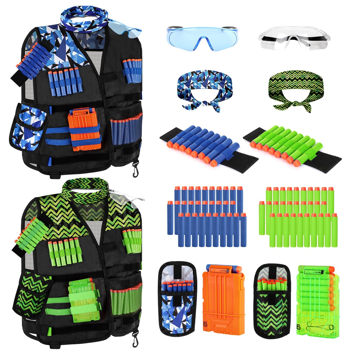 Lehoo Castle 2Pack Kids Tactical Vest Kit for Nerf N-Strike Elite – 60 Darts & Accessories
