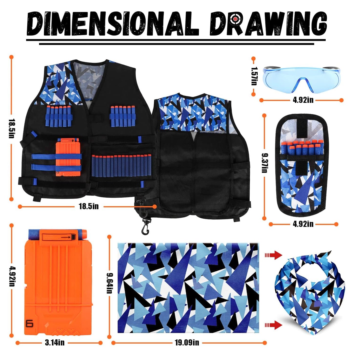 Lehoo Castle 2Pack Kids Tactical Vest Kit for Nerf N-Strike Elite – 60 Darts & Accessories