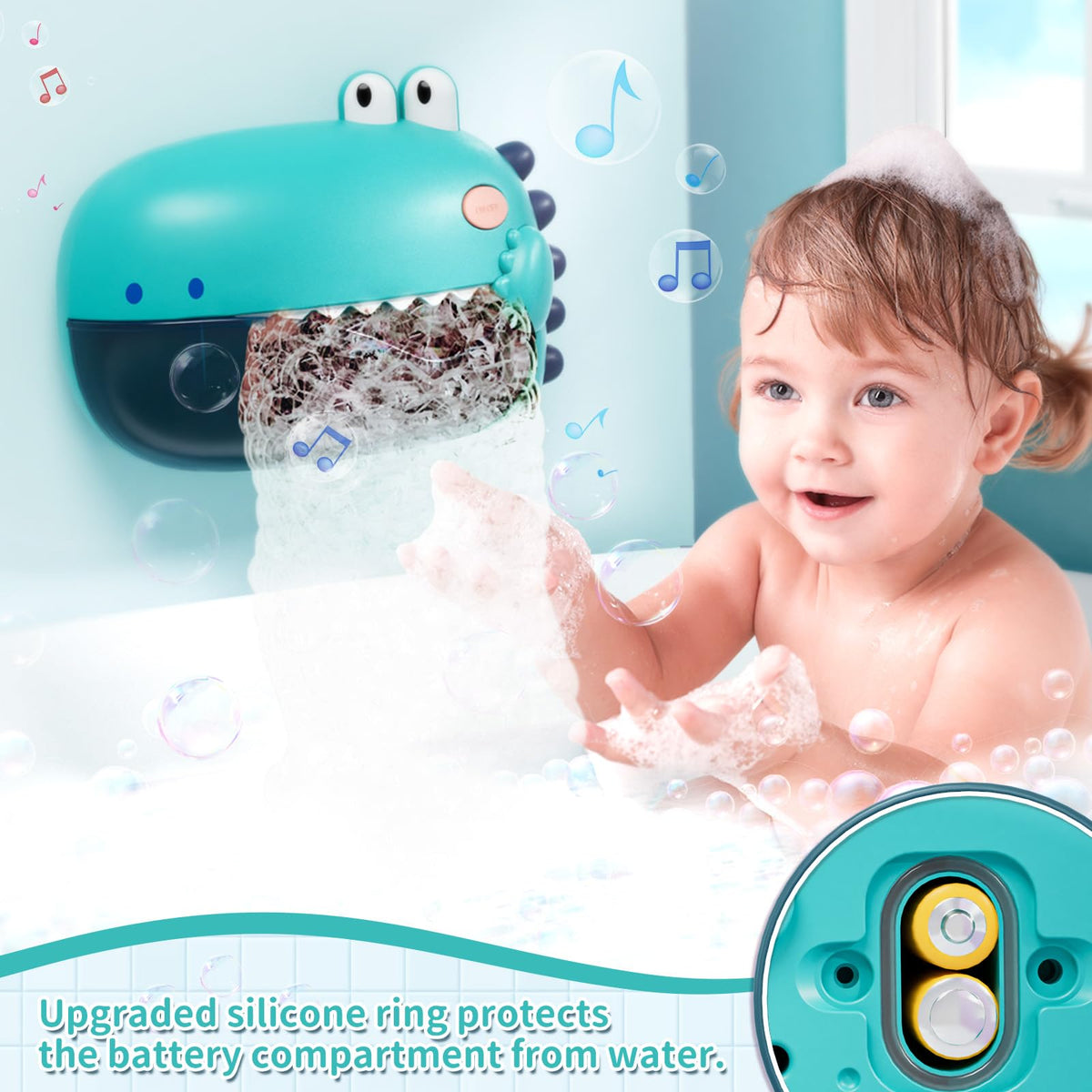 Lehoo Castle Toddler Bath Toys - Dinosaur Bubble Maker for 1-3 Year Olds