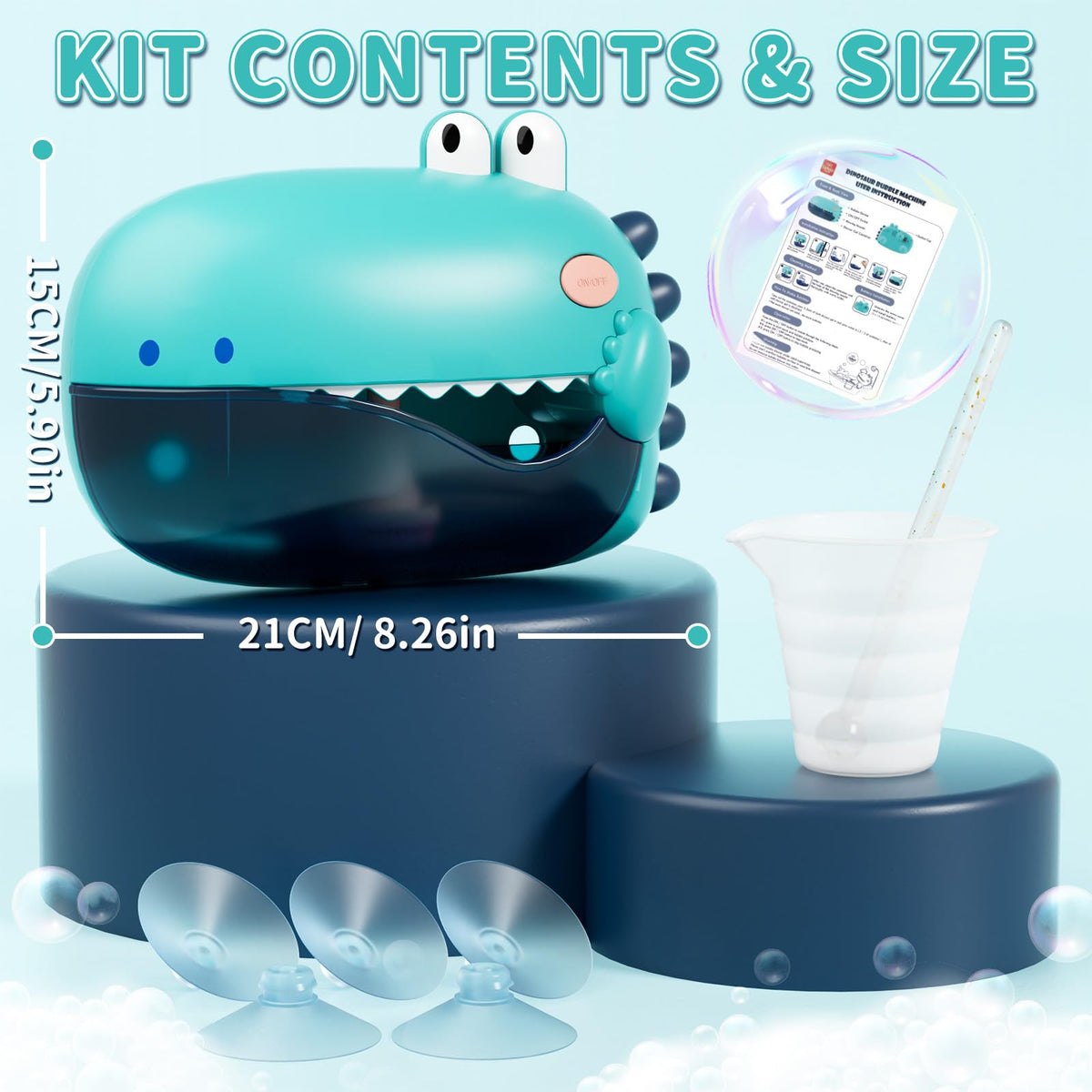 Lehoo Castle Toddler Bath Toys - Dinosaur Bubble Maker for 1-3 Year Olds