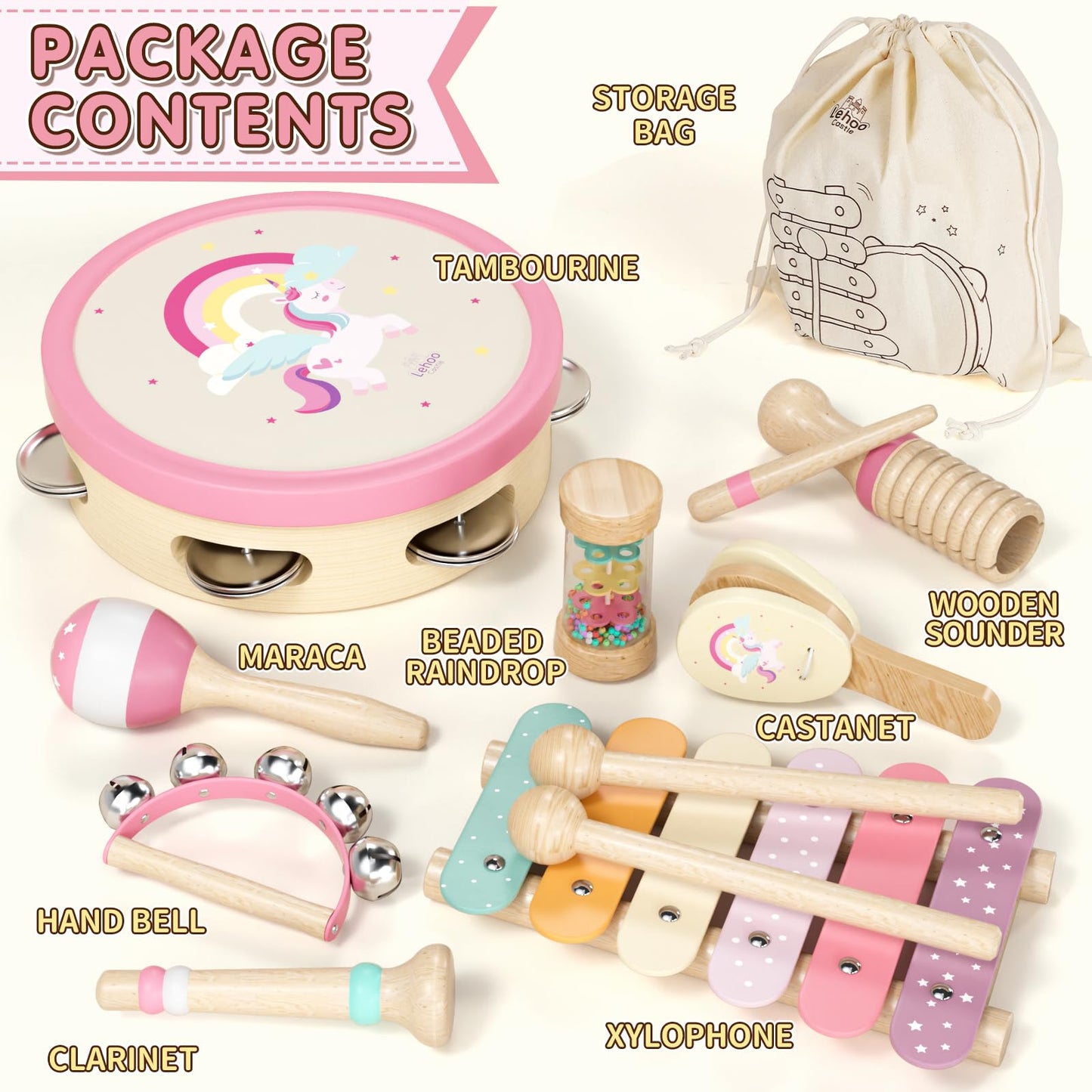 Lehoo Castle Baby Musical Instruments for Toddlers 1-3 — Montessori Wood Toys