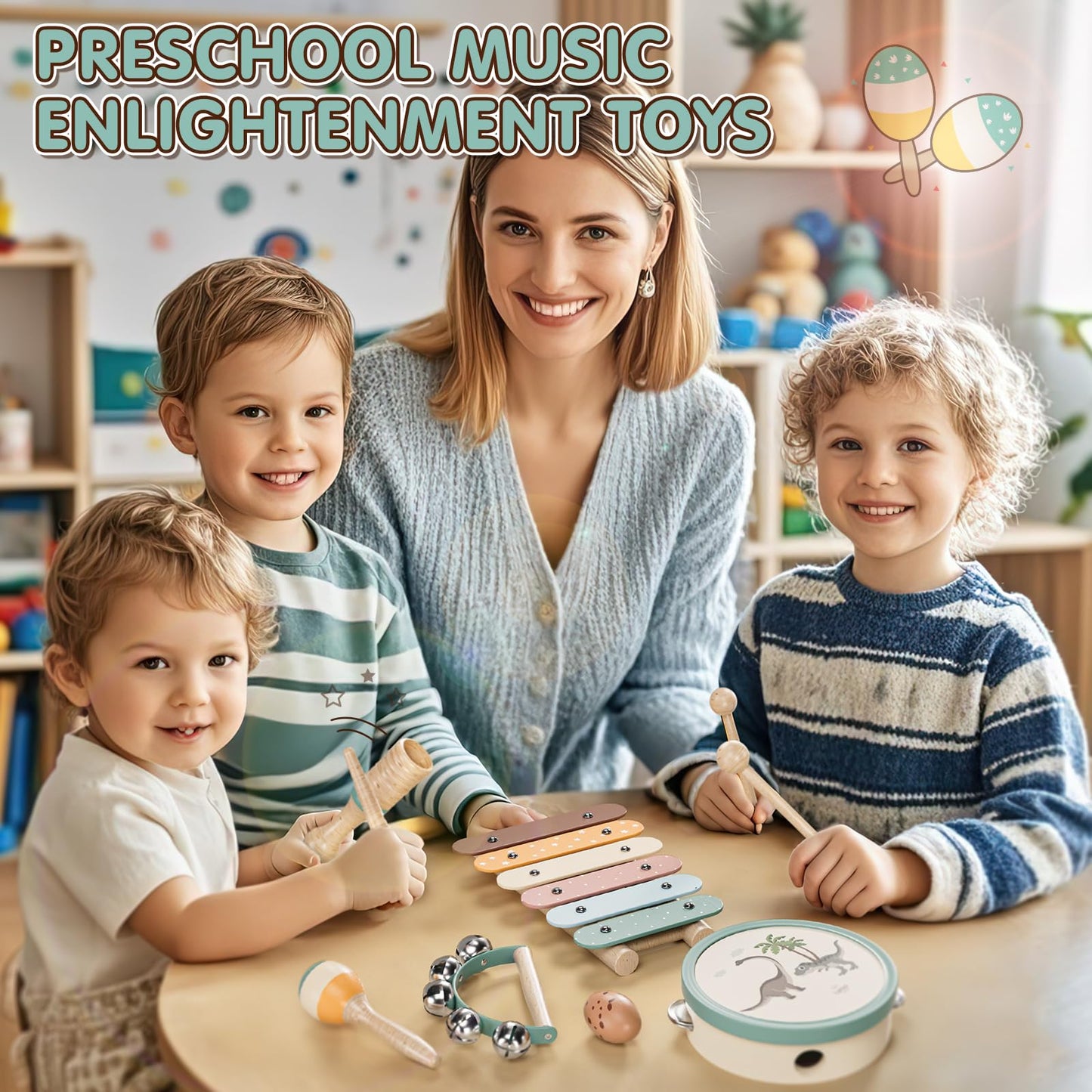 Lehoo Castle Baby Musical Instruments — Montessori Wooden Toys for Toddlers 1-3
