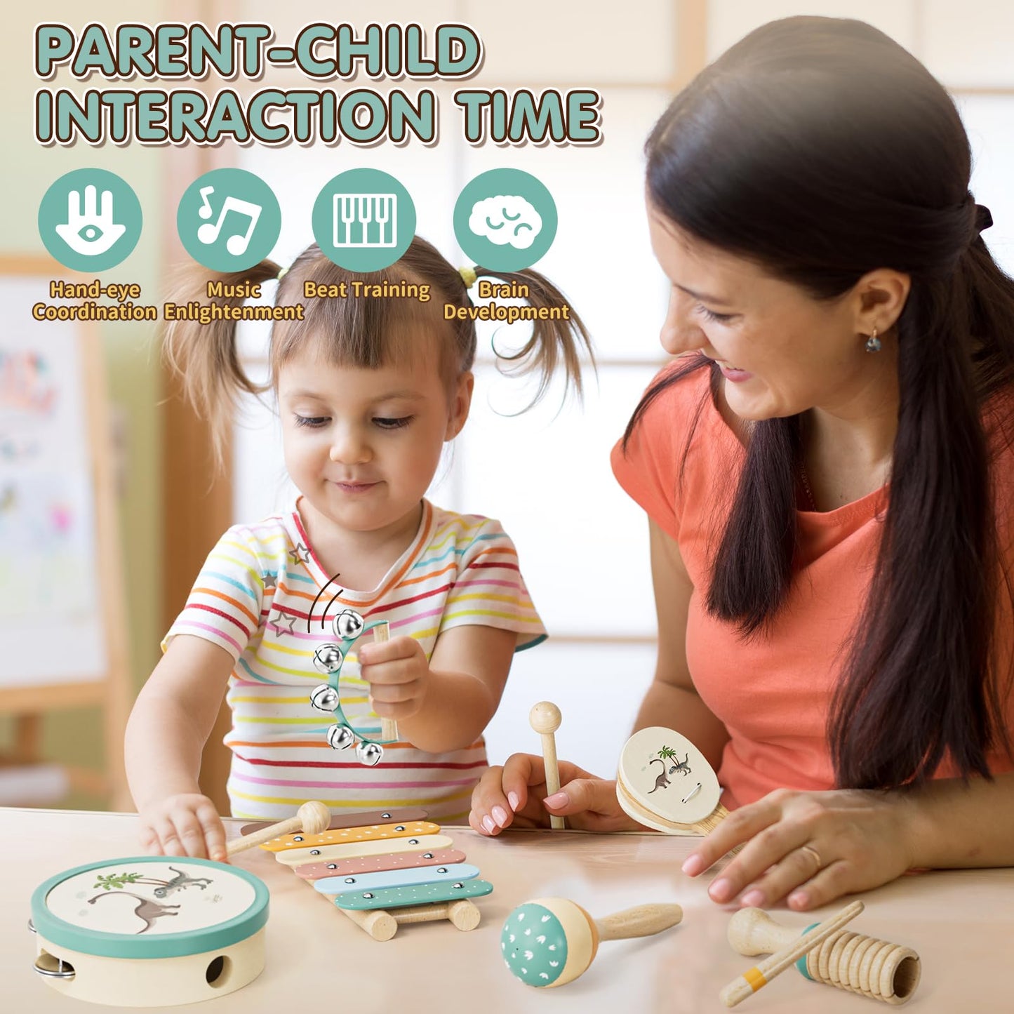 Lehoo Castle Baby Musical Instruments — Montessori Wooden Toys for Toddlers 1-3