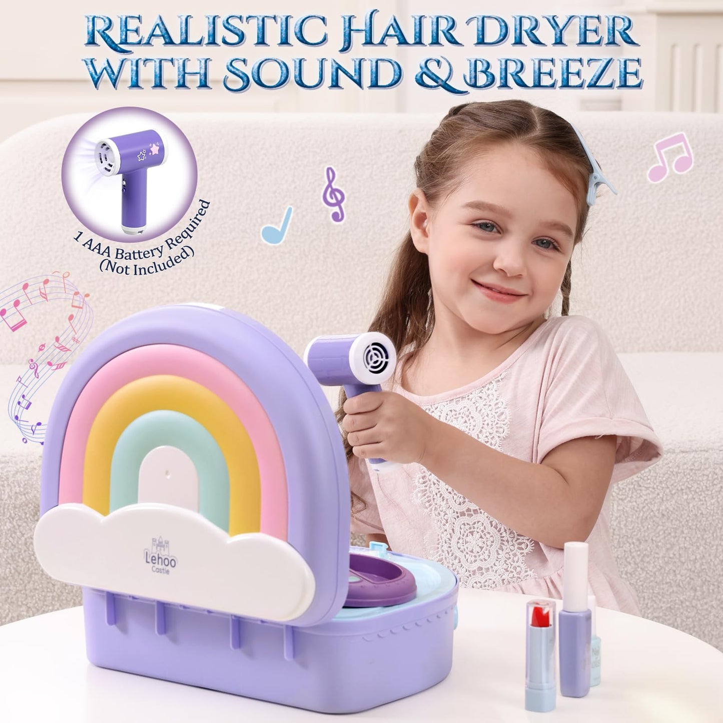 Lehoo Castle Toddler Vanity with Makeup Set – Portable Princess Vanity for 3–5 Year Old Girls
