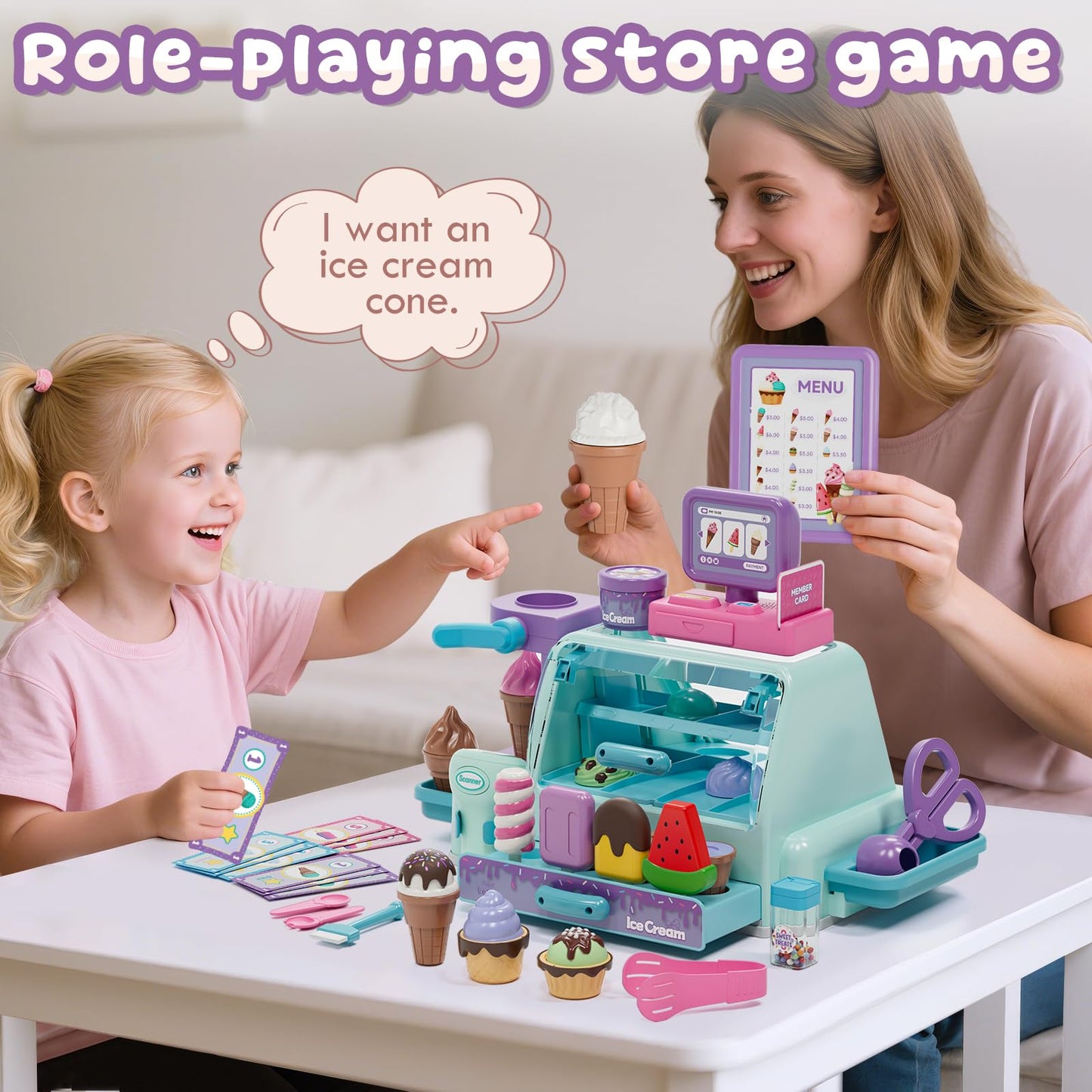 Lehoo Castle Ice Cream Toy – Ice Cream Counter Playset for Kids 3-6