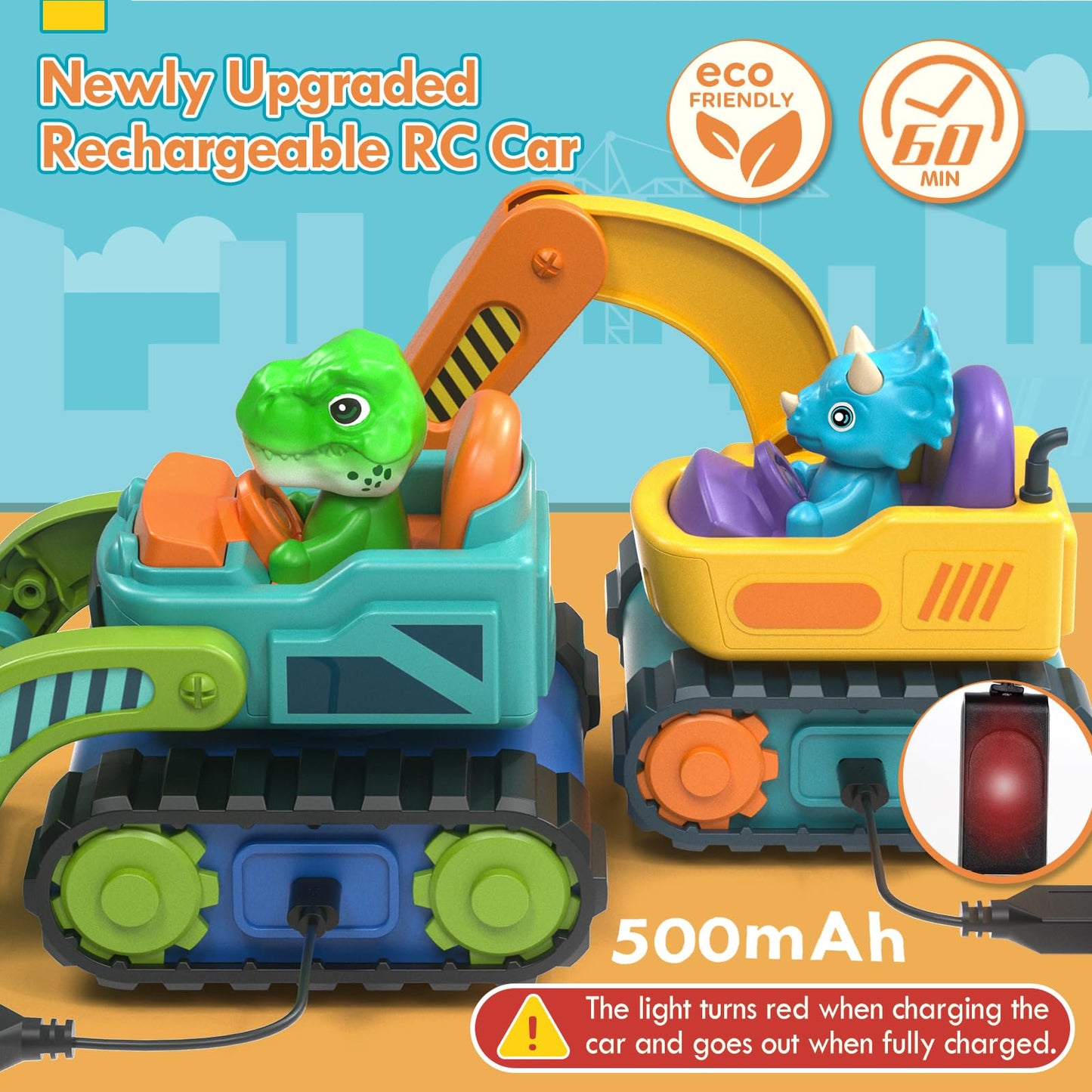 Lehoo Castle Construction Toys – 2-Pack RC Cars for Toddlers 1-3 (Excavator & Bulldozer)