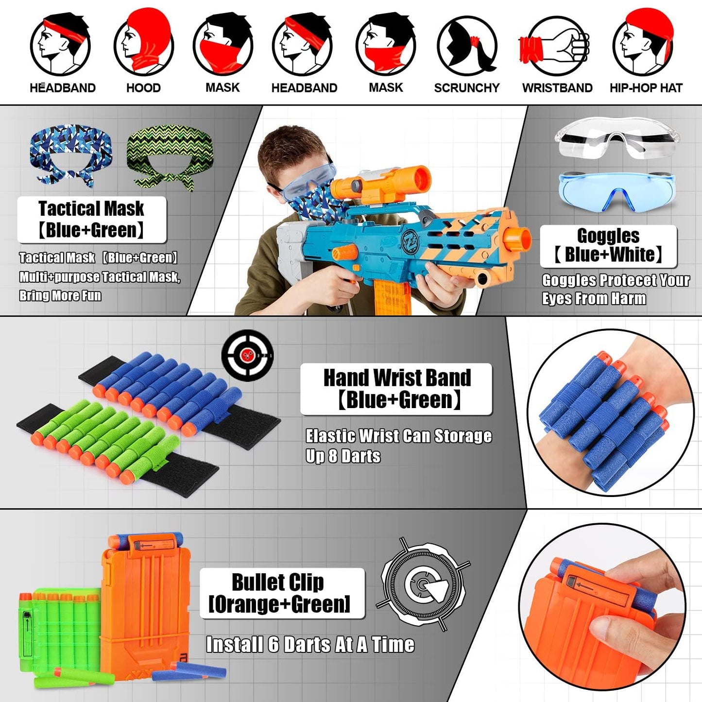 Lehoo Castle 2Pack Kids Tactical Vest Kit for Nerf N-Strike Elite – 60 Darts & Accessories