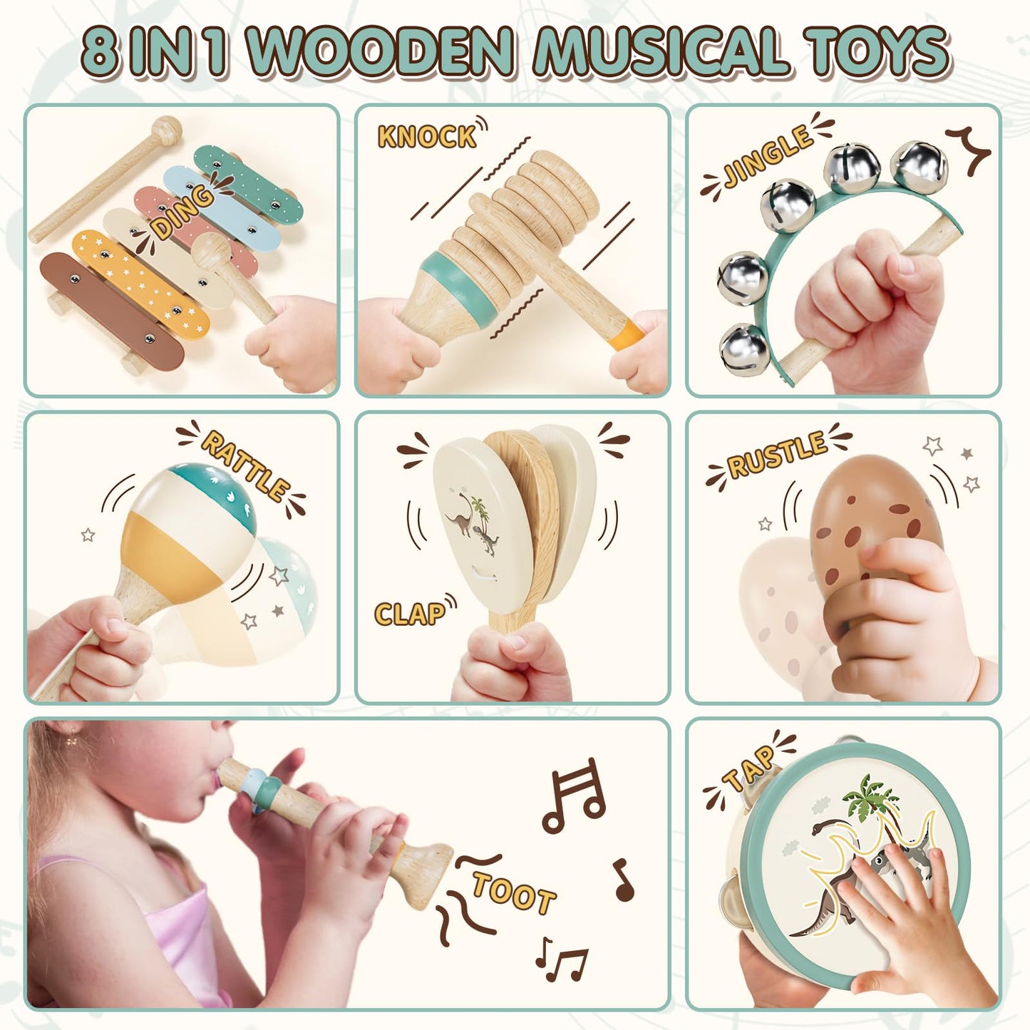 Lehoo Castle Baby Musical Instruments — Montessori Wooden Toys for Toddlers 1-3