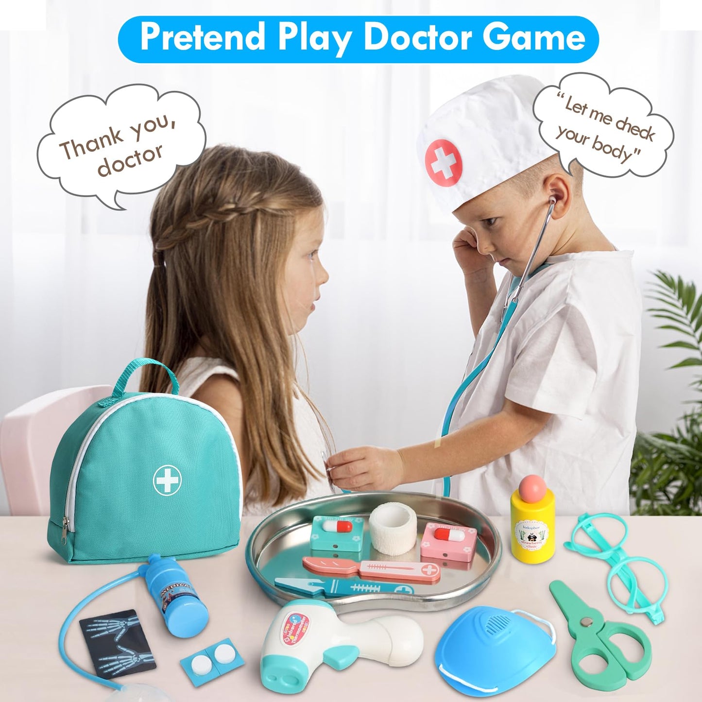 Lehoo Castle Doctor Kit for Toddlers 3-5 | Pretend Play Medical Set with Stethoscope & Organ Cards
