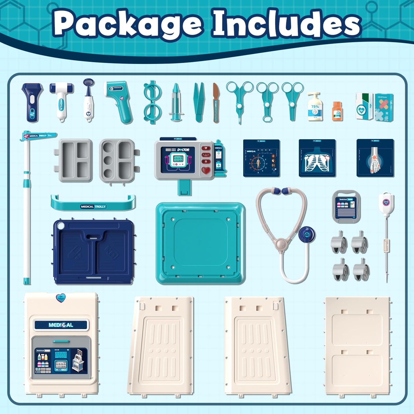 Lehoo Castle Doctor Kit for Toddlers 3-5 | Mobile Cart with Lights & Sound