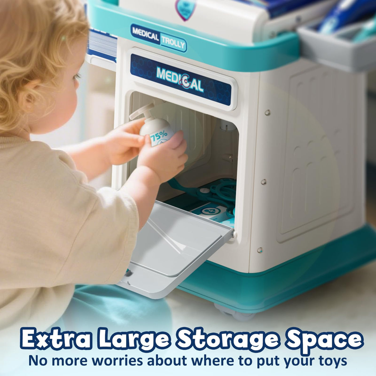 Lehoo Castle Doctor Kit for Toddlers 3-5 | Mobile Cart with Lights & Sound