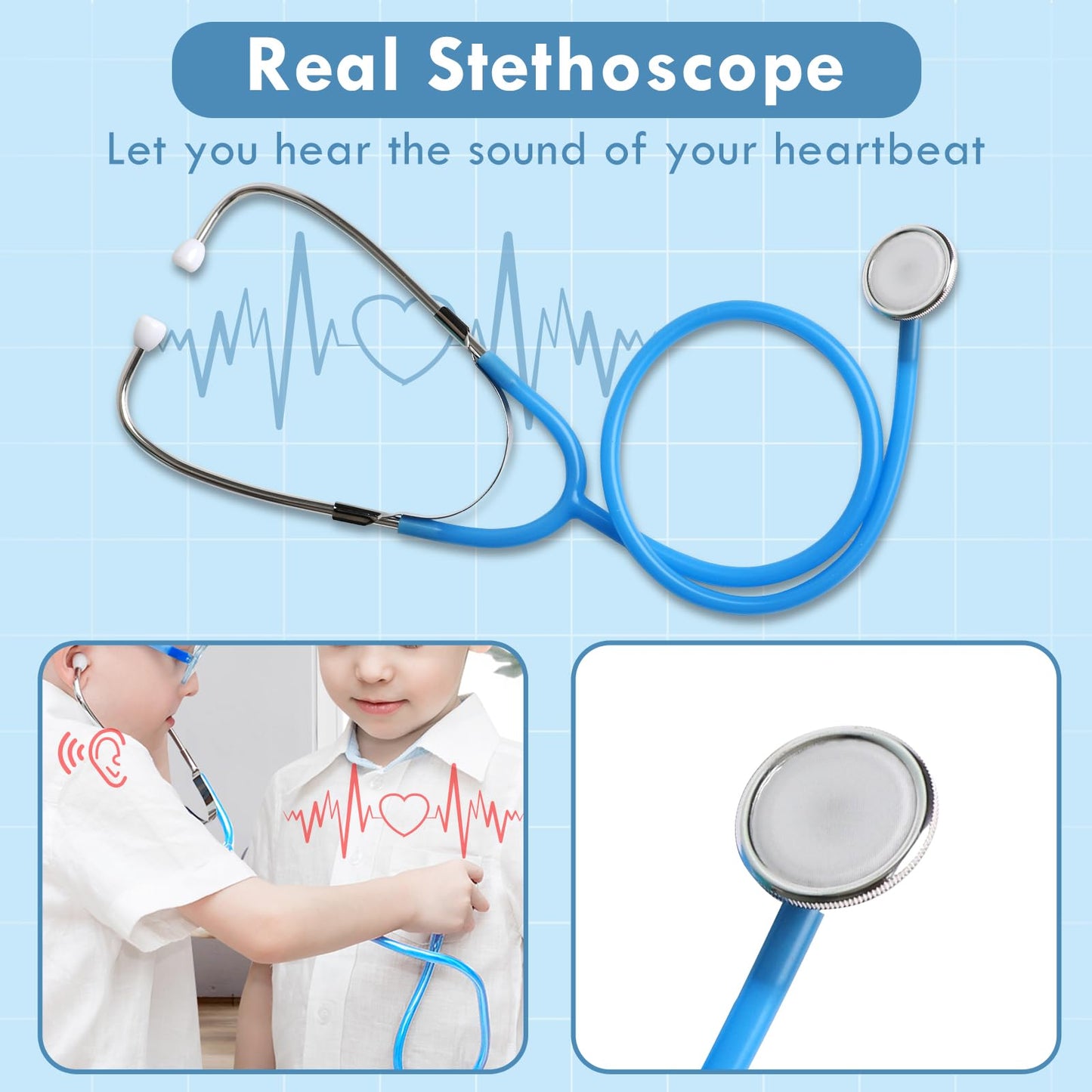 Lehoo Castle Doctor Kit for Toddlers 3-5 | Pretend Play Medical Set with Stethoscope & Organ Cards