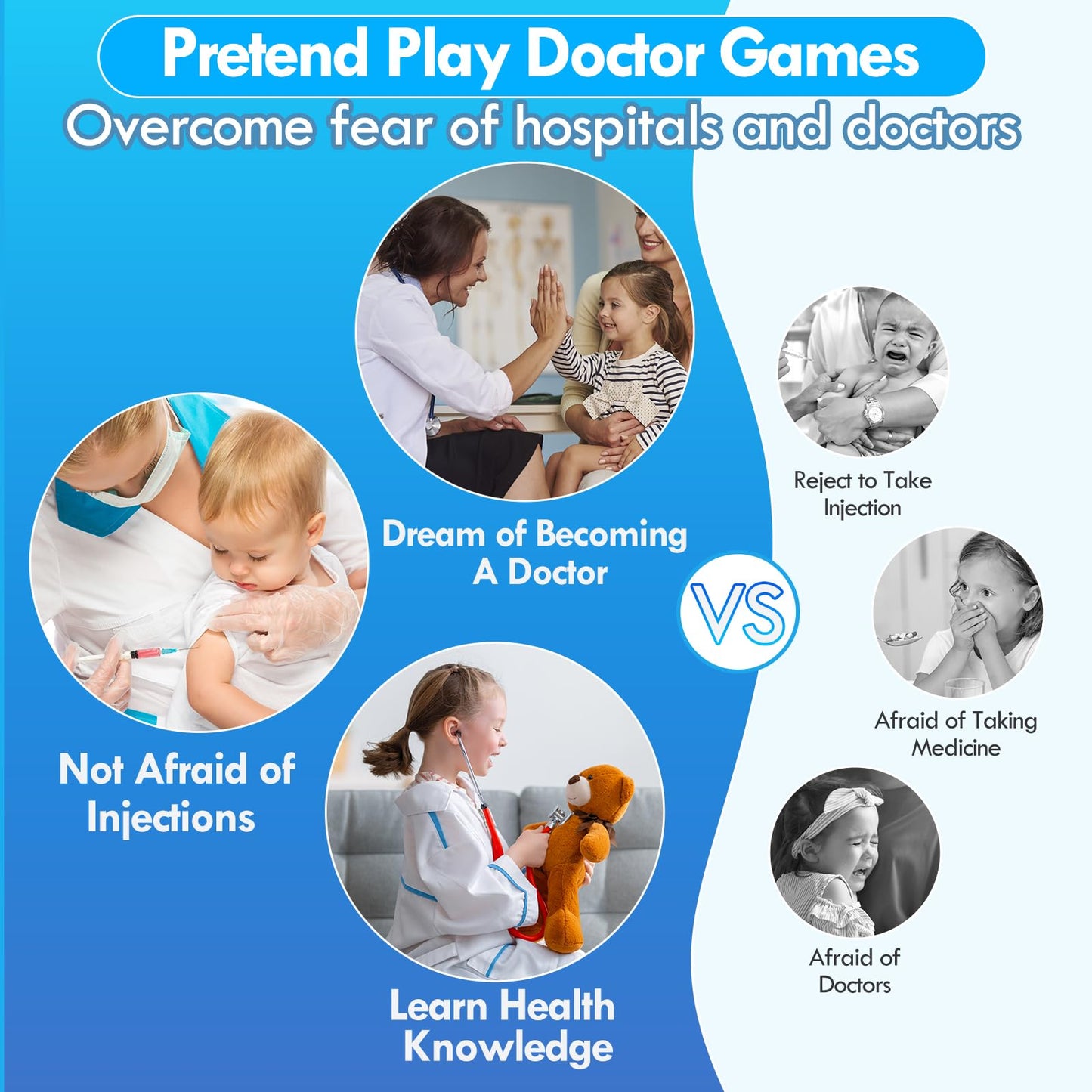 Lehoo Castle Doctor Kit for Toddlers 3-5 | Pretend Play Medical Set with Stethoscope & Organ Cards