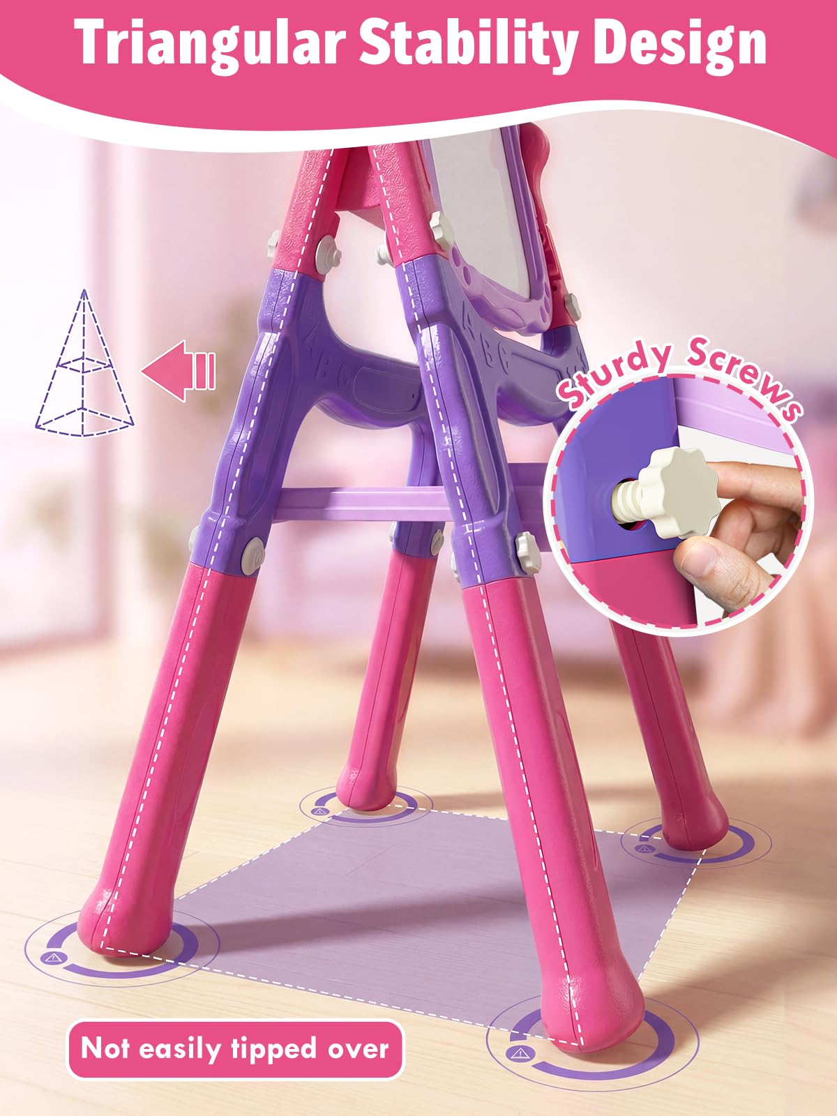 Lehoo Castle Easel for Kids – Double-Sided Chalkboard & Whiteboard, Adjustable Height, Portable Toddler Art Easel