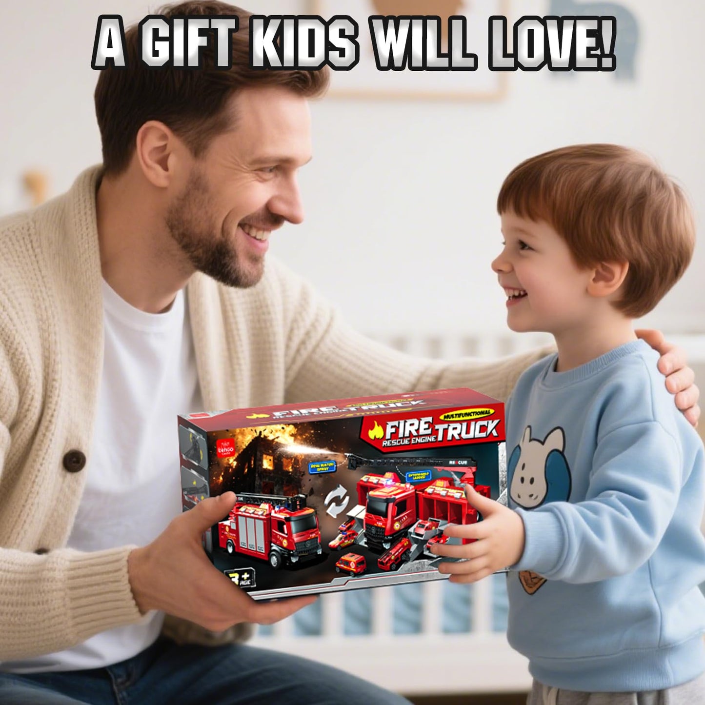 Lehoo Castle Fire Truck Toy for 3-7 Years | Rotating Ladder, Realistic Lights & Sounds