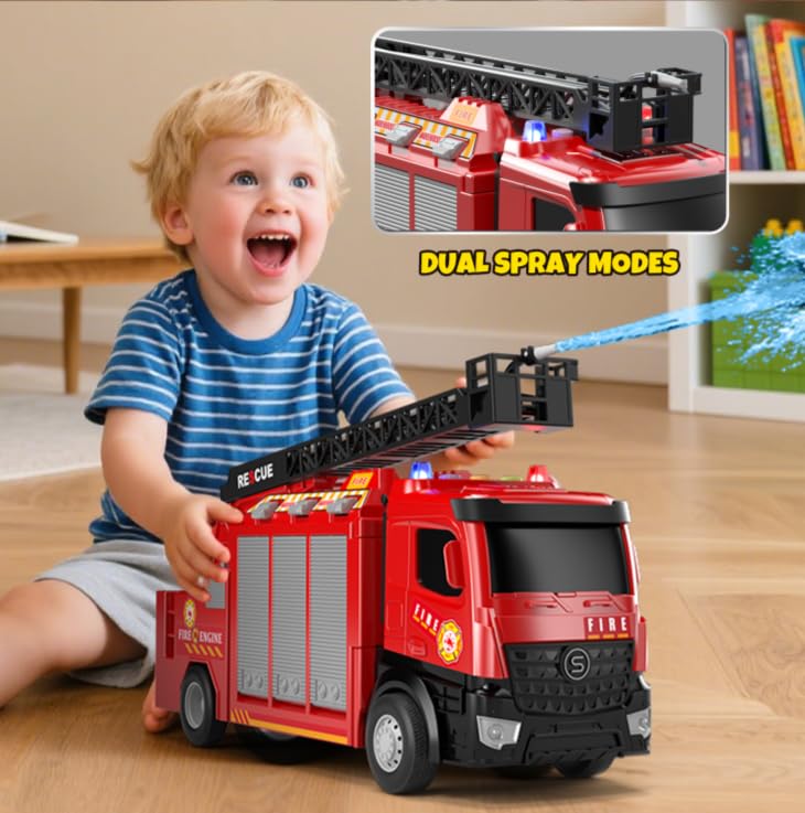 Lehoo Castle Fire Truck Toy for 3-7 Years | Rotating Ladder, Realistic Lights & Sounds