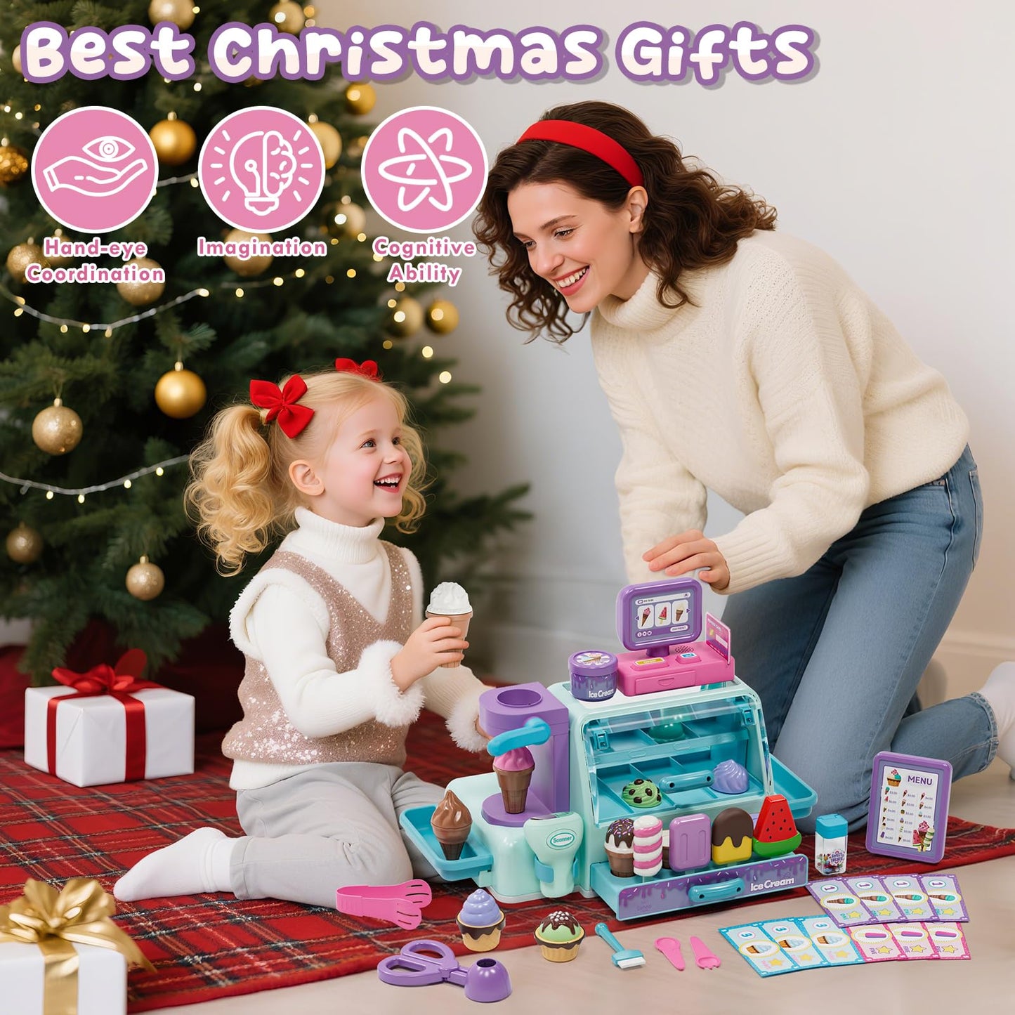 Lehoo Castle Ice Cream Toy – Ice Cream Counter Playset for Kids 3-6