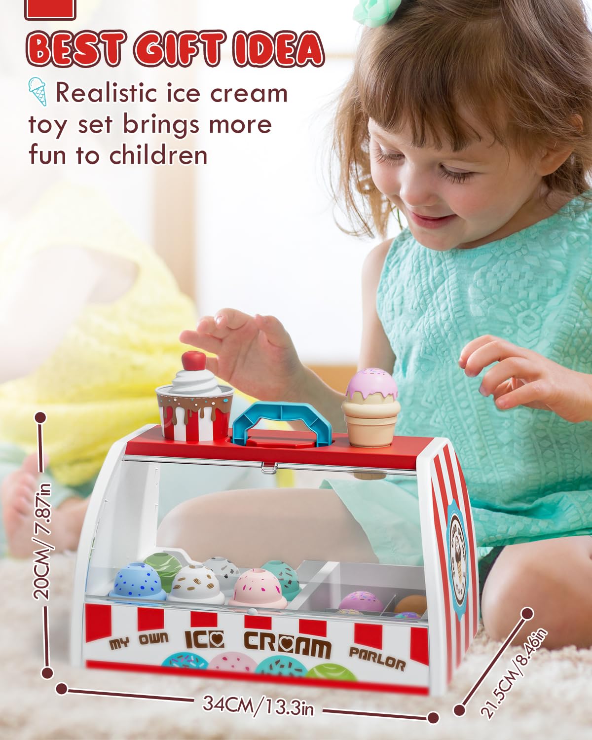 Lehoo Castle Ice Cream Counter Play Set for Kids 3-7 | Pretend Play Ice Cream Shop