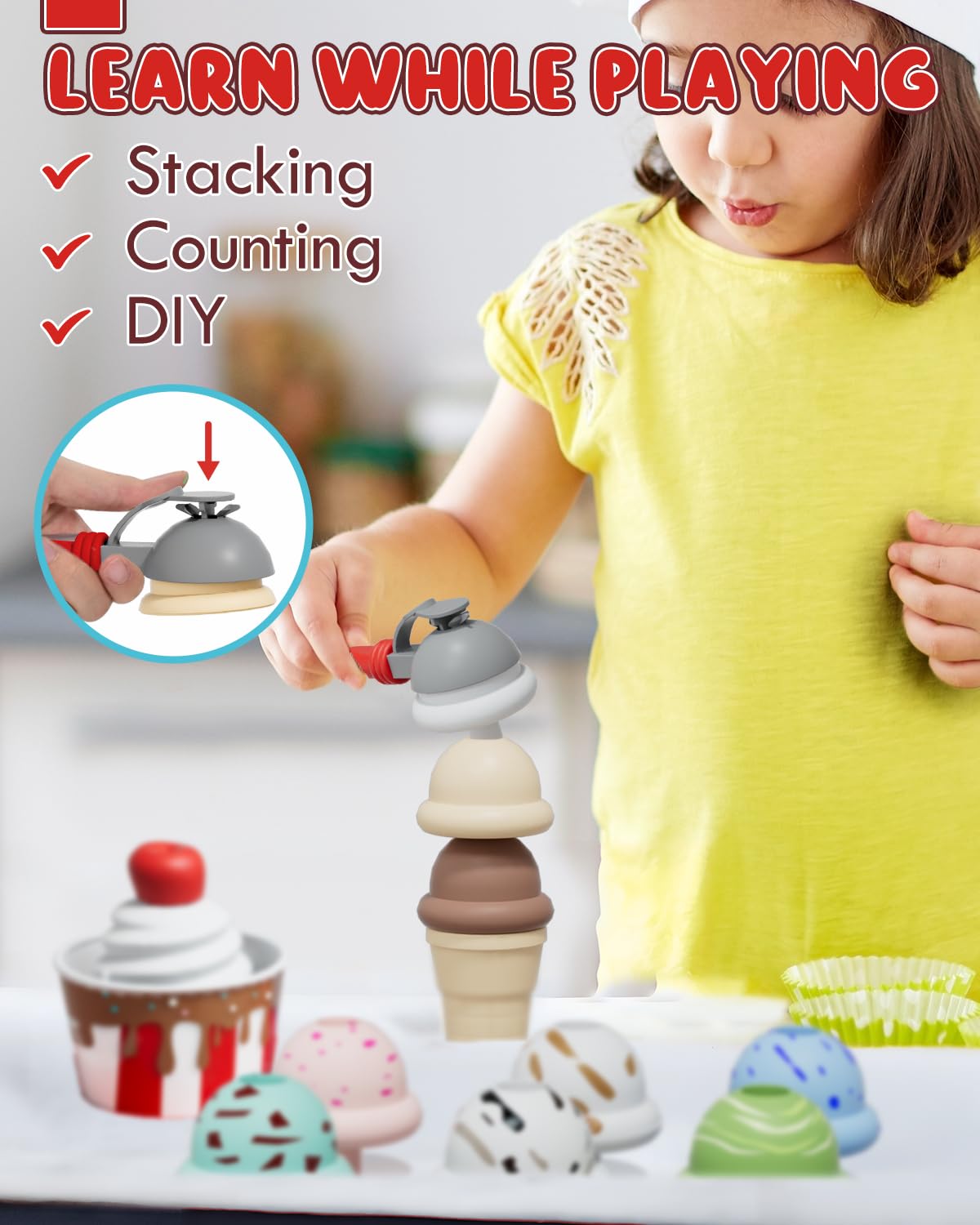 Lehoo Castle Ice Cream Counter Play Set for Kids 3-7 | Pretend Play Ice Cream Shop