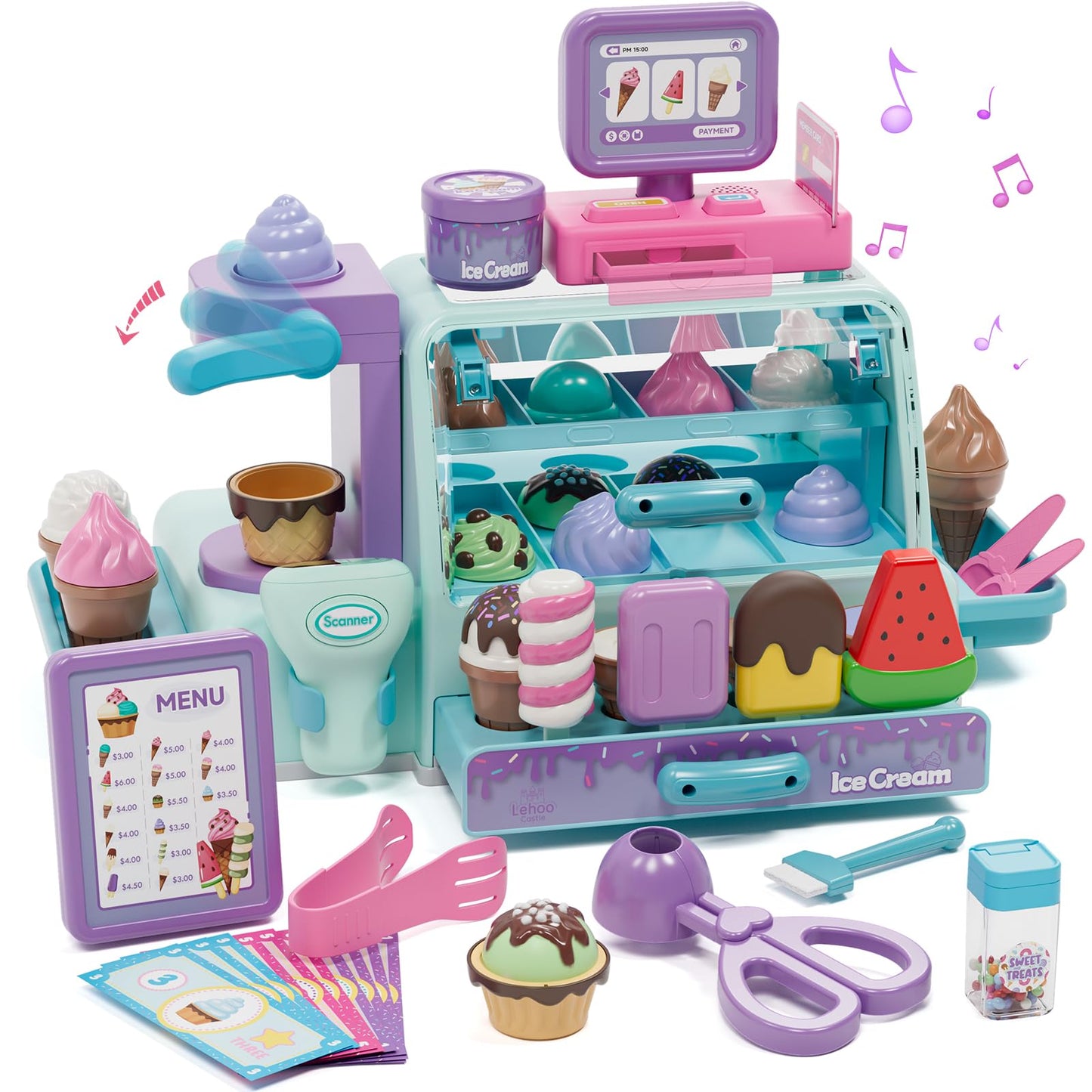 Lehoo Castle Ice Cream Toy – Ice Cream Counter Playset for Kids 3-6