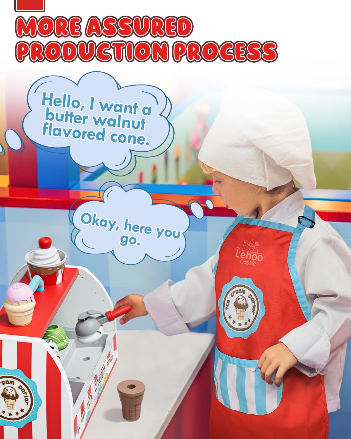 Lehoo Castle Ice Cream Counter Play Set for Kids 3-7 | Pretend Play Ice Cream Shop
