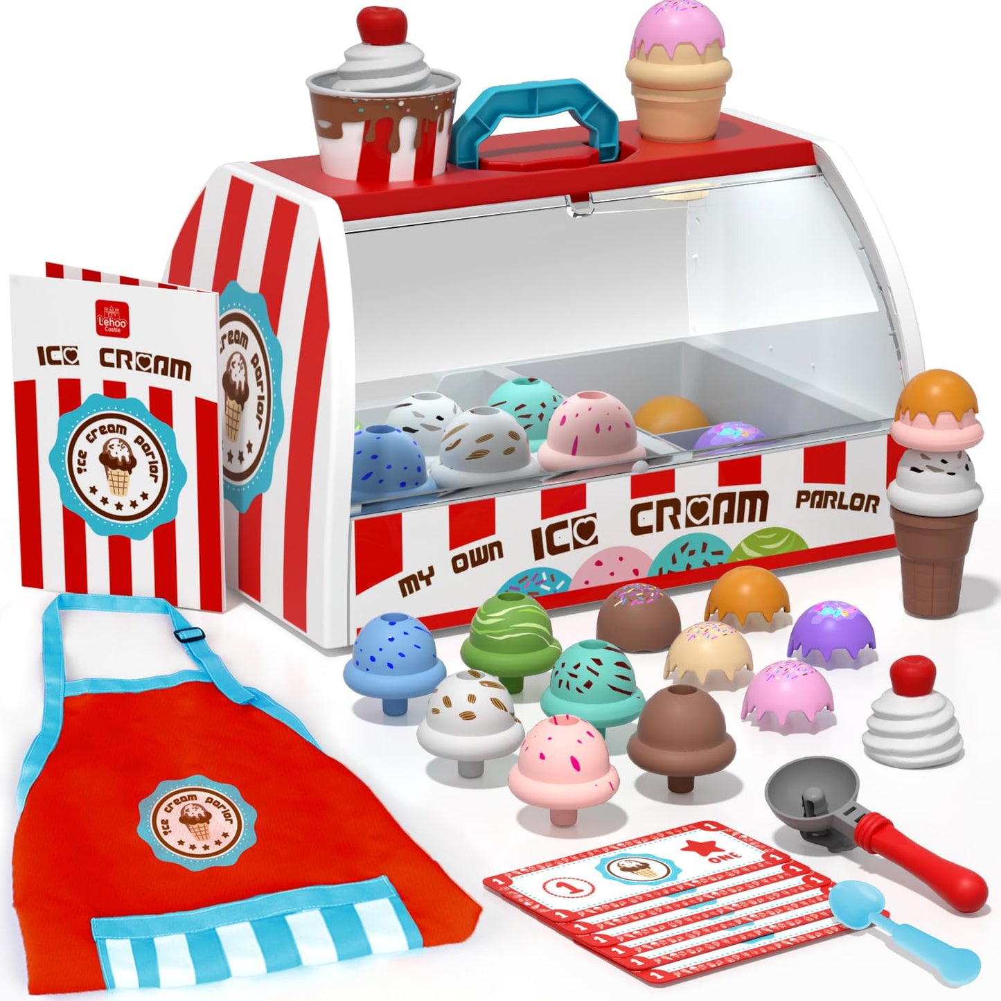 Lehoo Castle Ice Cream Counter Play Set for Kids 3-7 | Pretend Play Ice Cream Shop