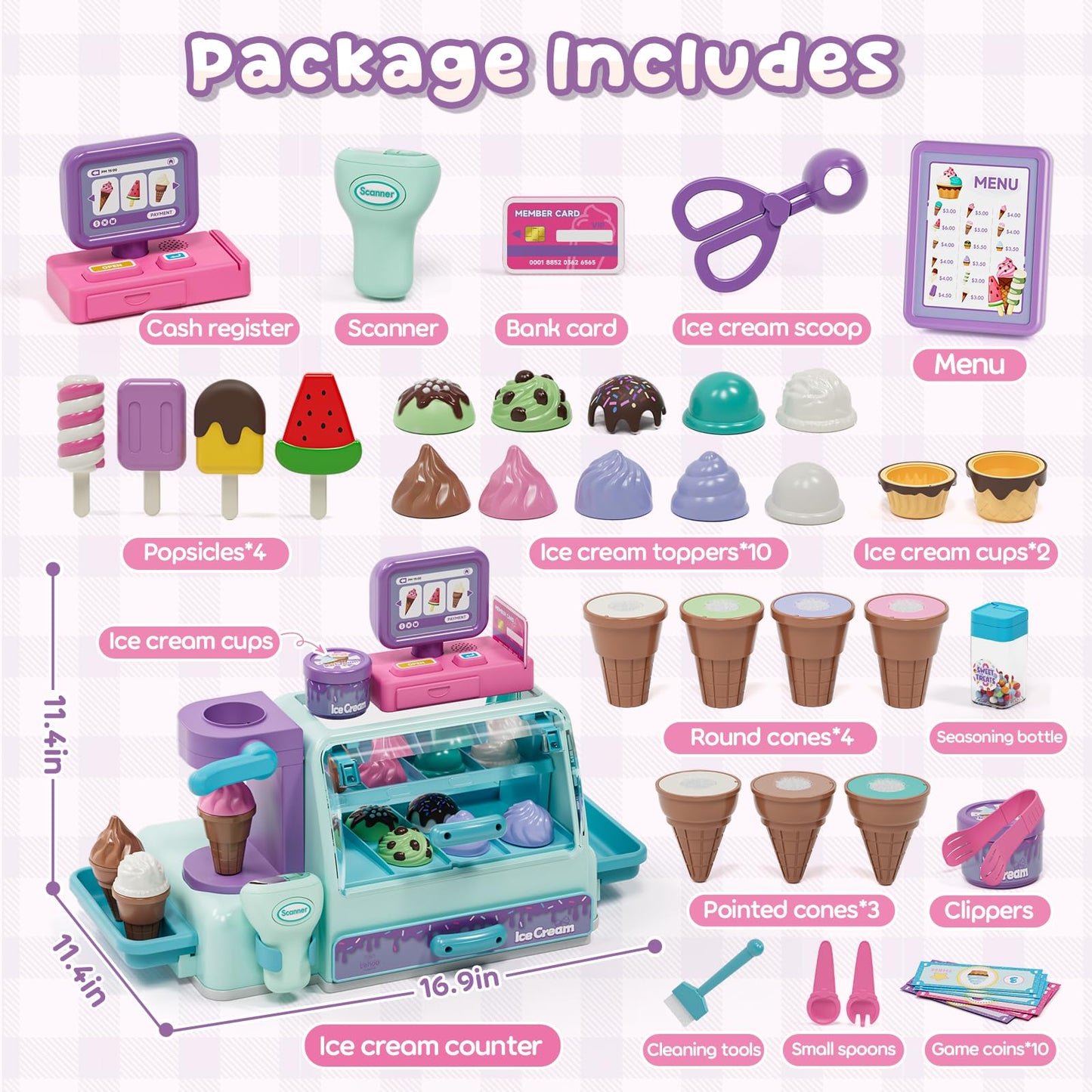 Lehoo Castle Ice Cream Toy – Ice Cream Counter Playset for Kids 3-6
