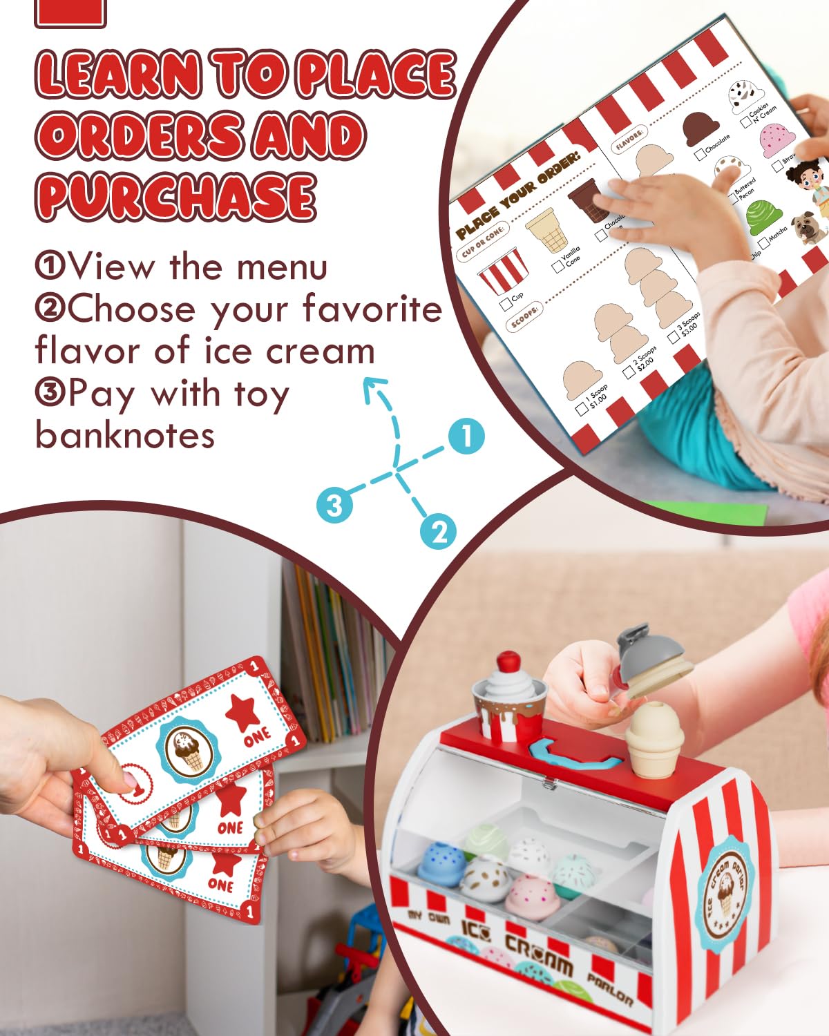 Lehoo Castle Ice Cream Counter Play Set for Kids 3-7 | Pretend Play Ice Cream Shop