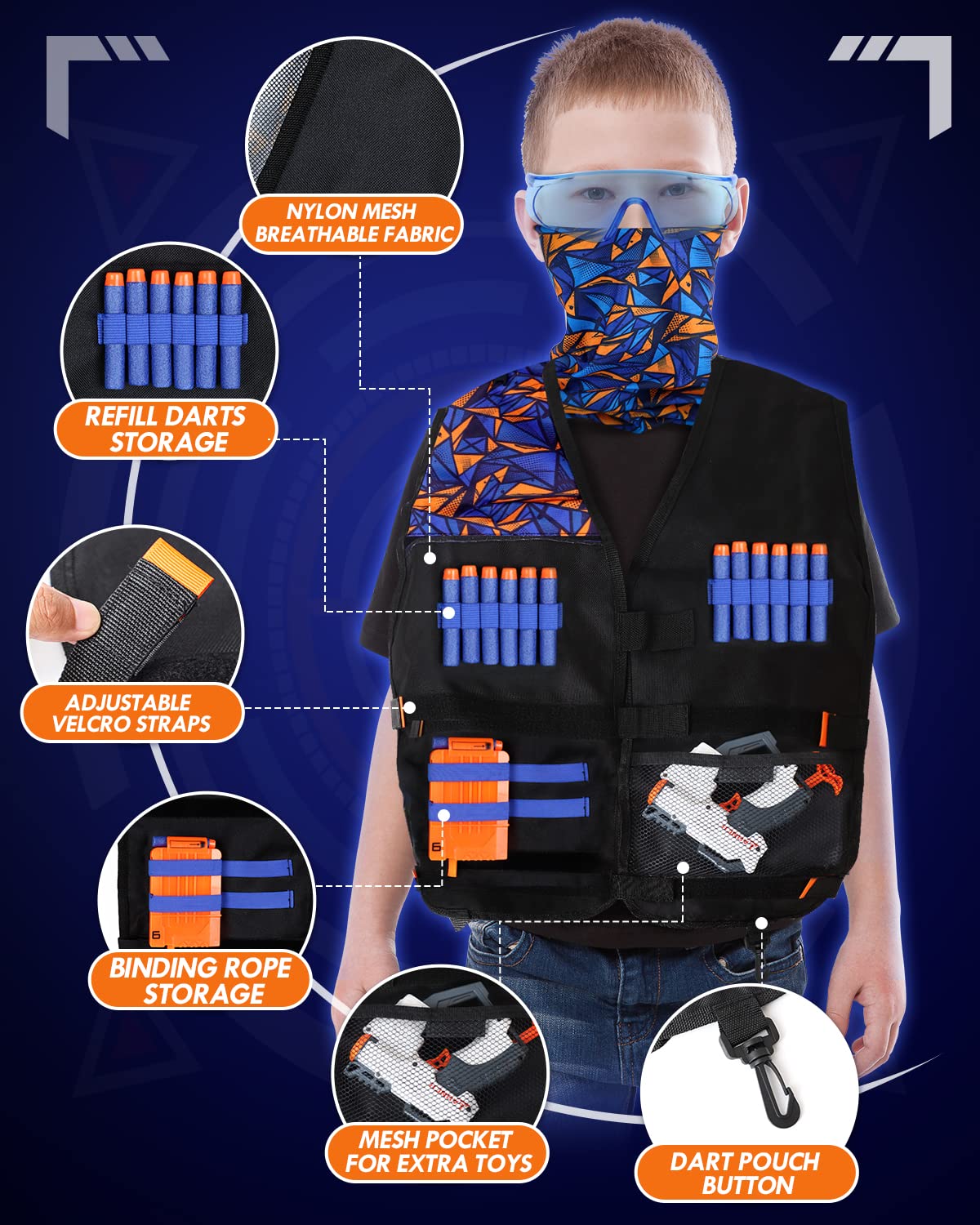 Lehoo Castle Electronic Shooting Targets – Auto-Reset Nerf Target Set with Vest, 60 Foam Bullets, Glasses