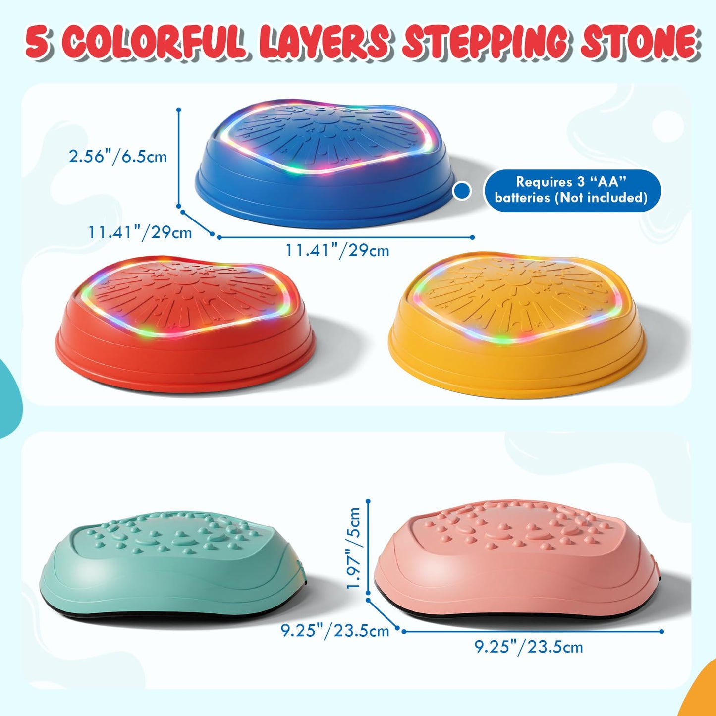 Lehoo Castle Light Up Musical Stepping Stones for Kids – Non-Slip Indoor/Outdoor Sensory Toys (Up to 200 lbs)