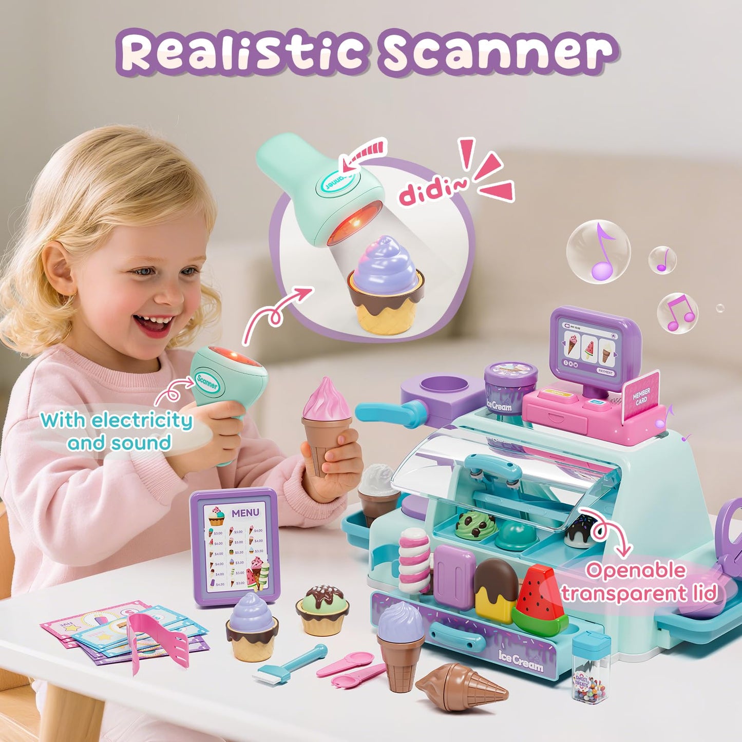 Lehoo Castle Ice Cream Toy – Ice Cream Counter Playset for Kids 3-6