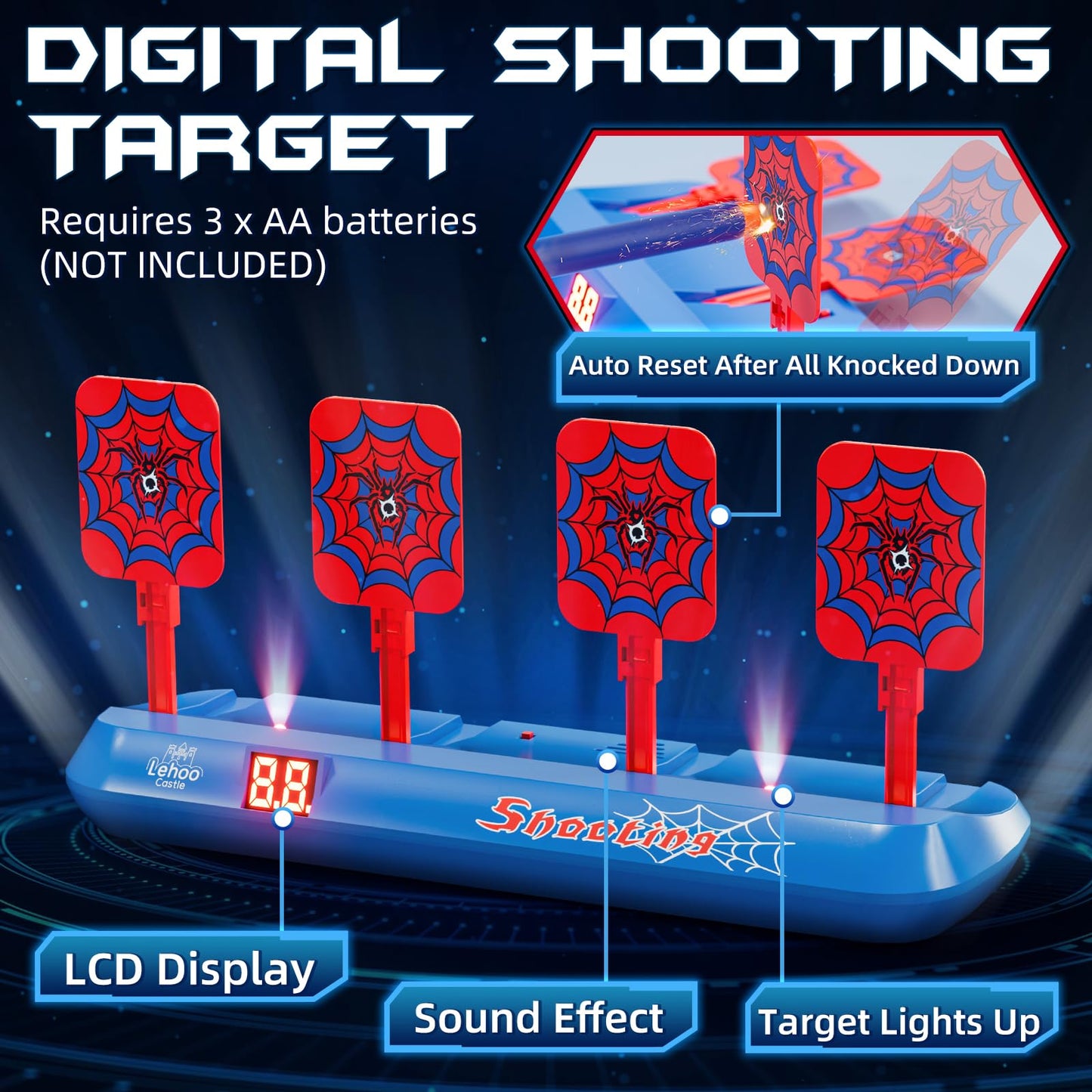 Lehoo Castle Nerf Target – Auto-Reset Shooting Game with Vest & 60 Darts