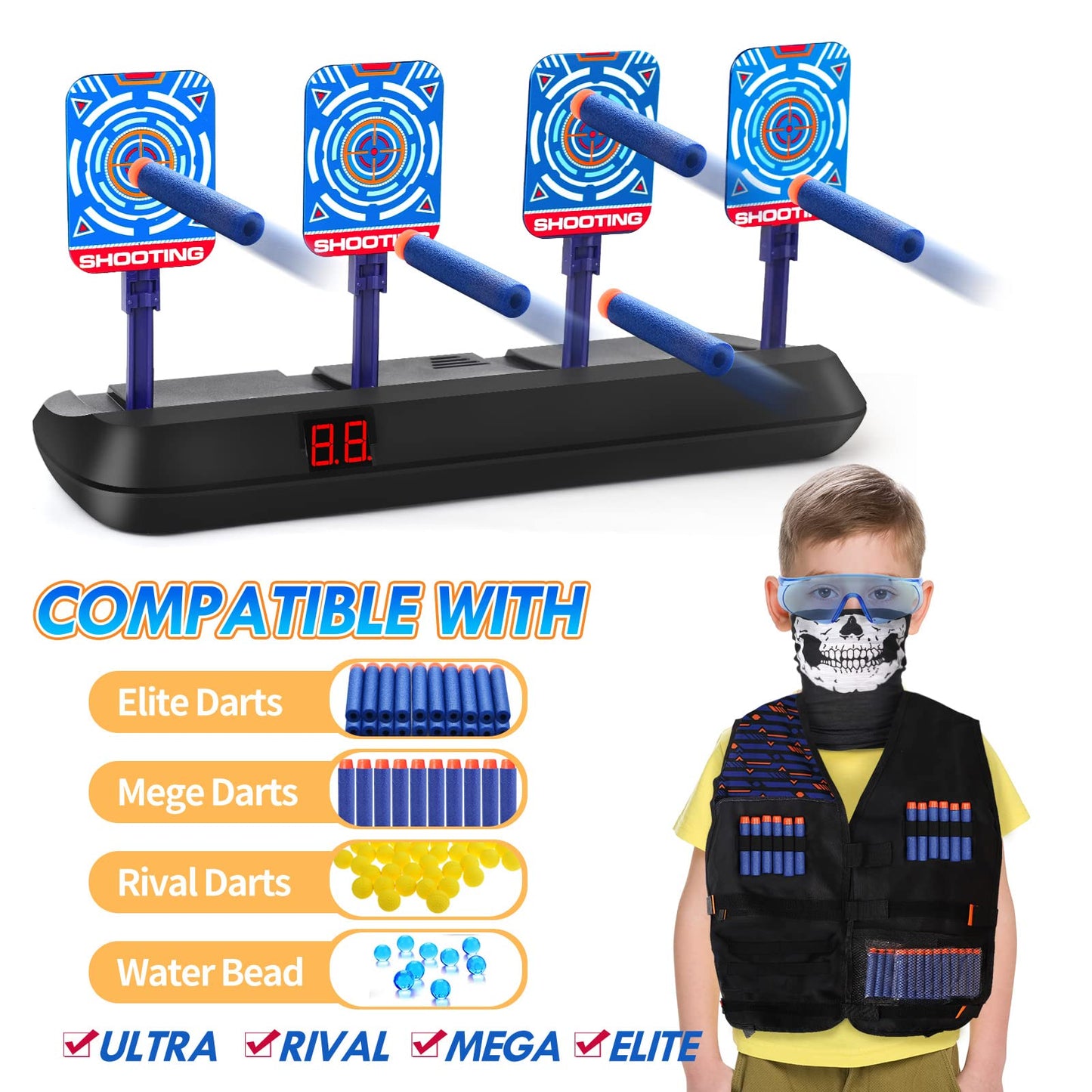 Lehoo Castle Nerf Target Set with Vest – Interactive Practice for Kids 3–13