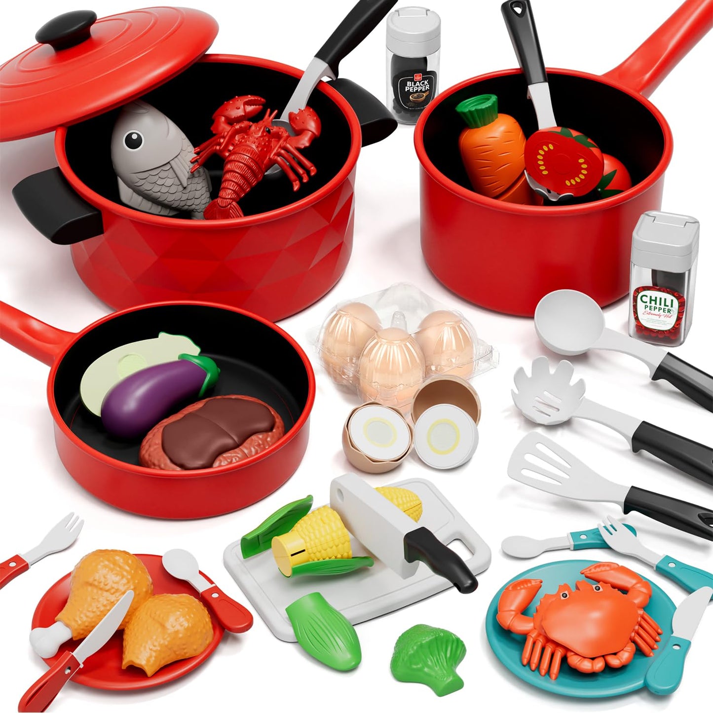 Lehoo Castle Play Kitchen Accessories – Pots & Pans Set for Kids 3+
