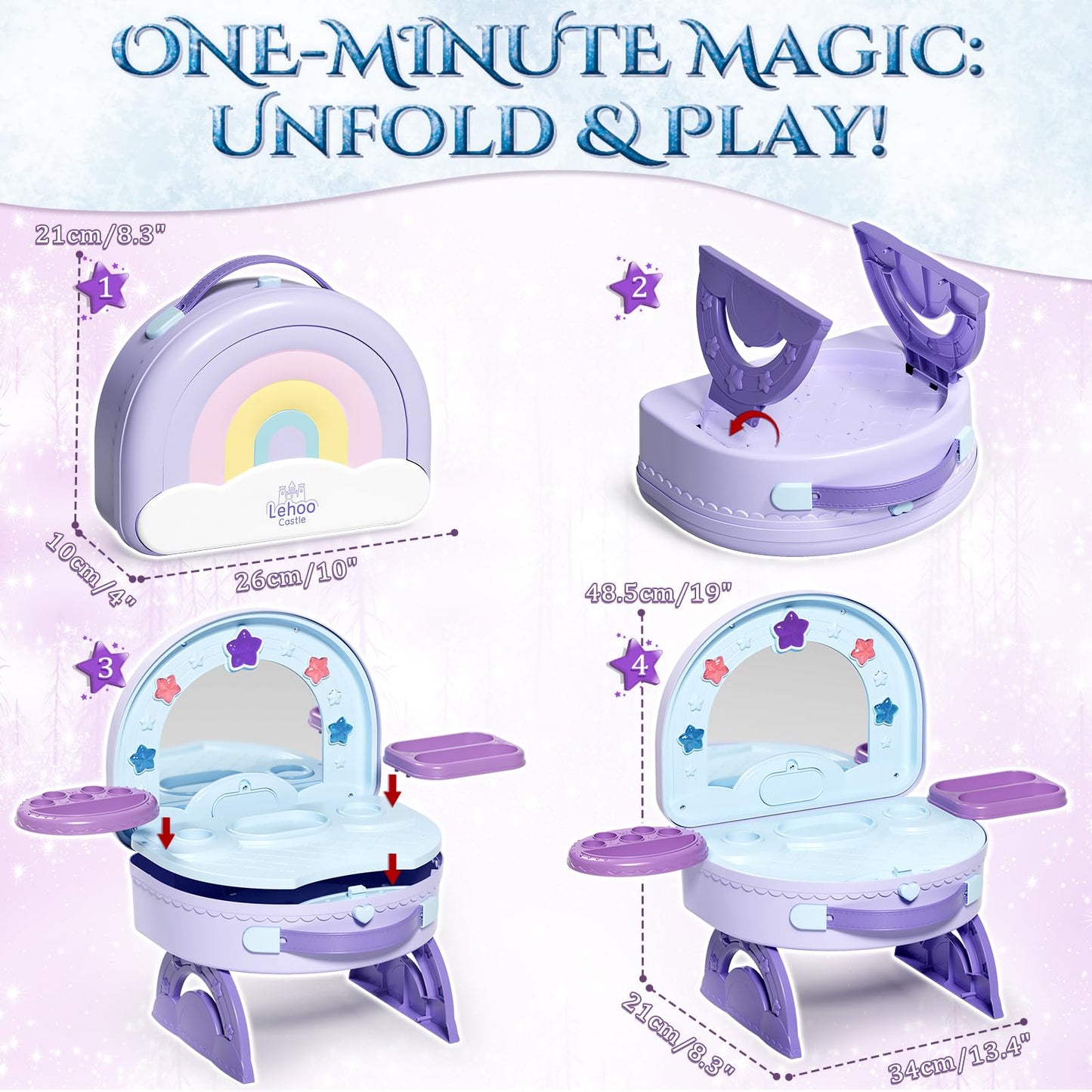Lehoo Castle Toddler Vanity with Makeup Set – Portable Princess Vanity for 3–5 Year Old Girls