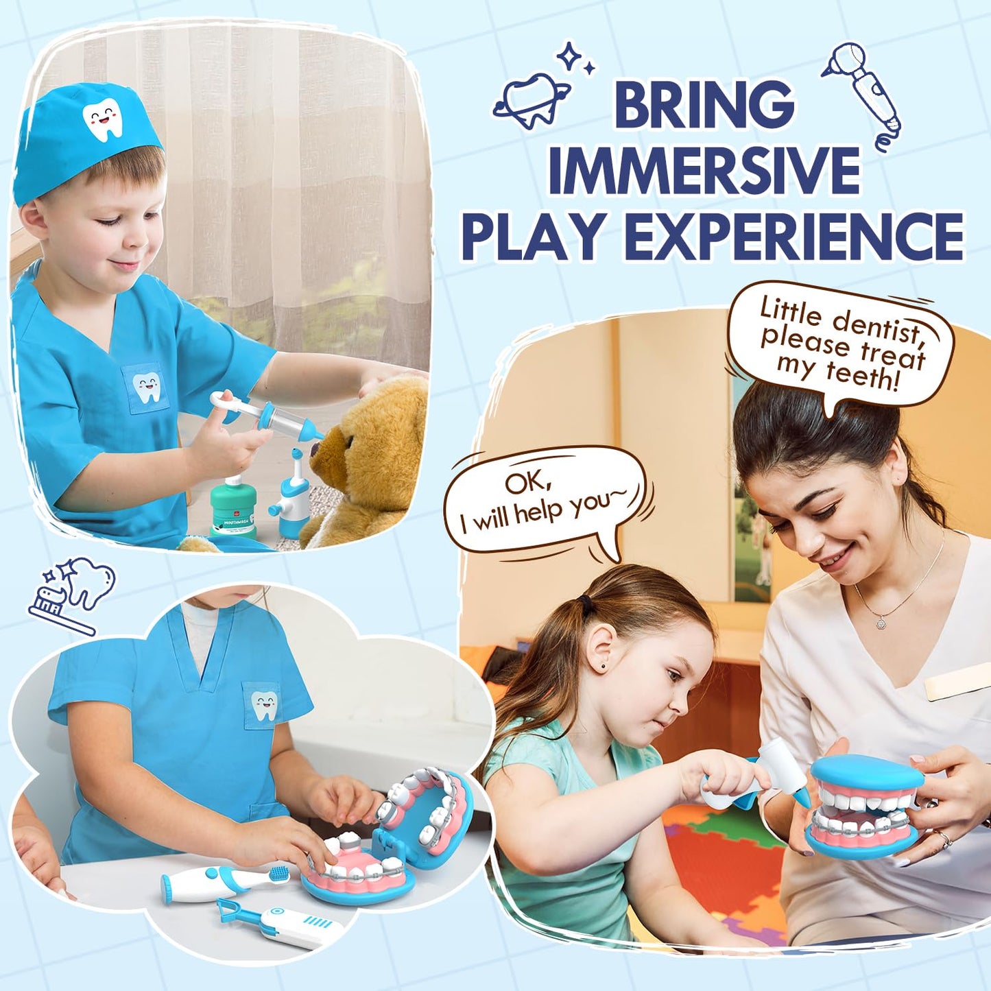 Lehoo Castle Doctor Kit for Toddlers 3-5 – Kids Dentist Play Set