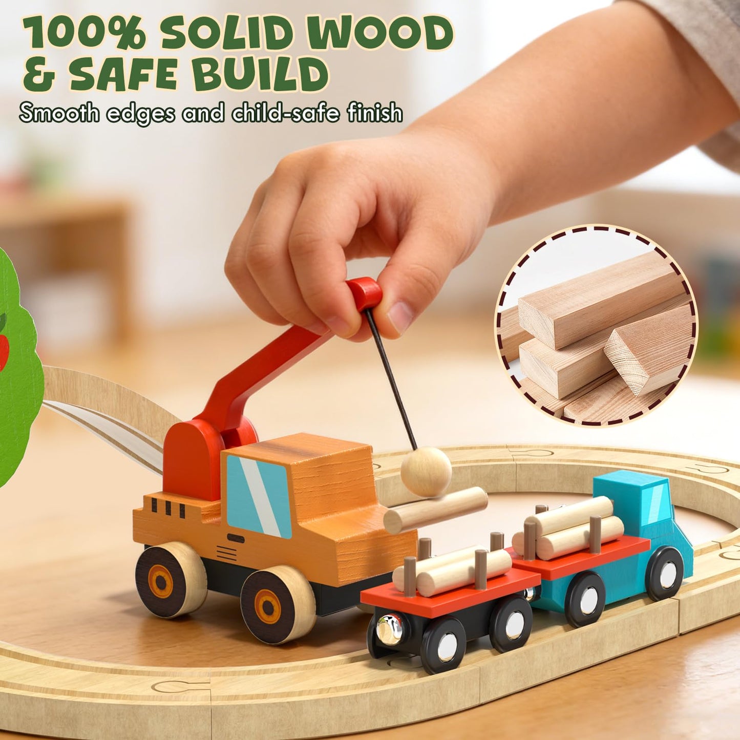 Lehoo Castle Wooden Train Set for Toddlers 2-4 – Farm Animals & Wooden Track