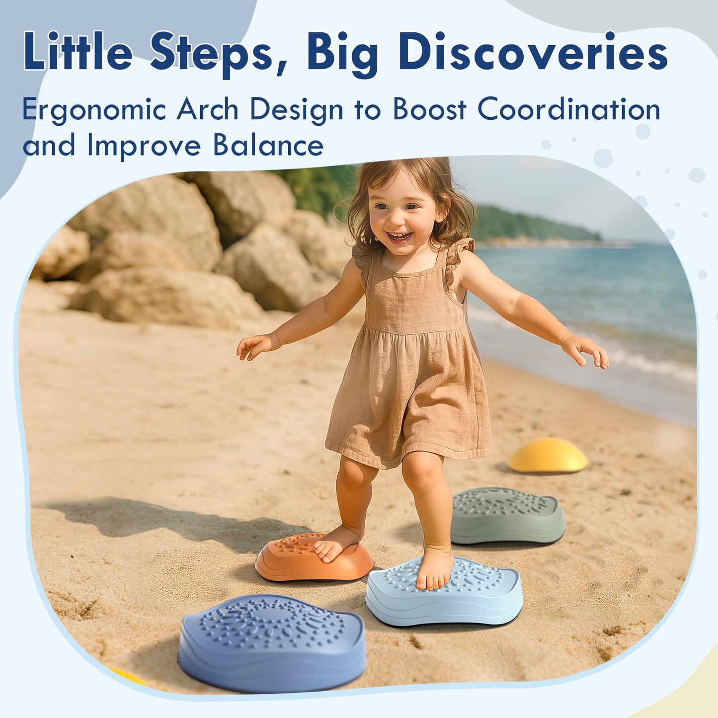 Lehoo Castle Stepping Stones – Non-Slip Toddler Balance Stones for Indoor & Outdoor Play