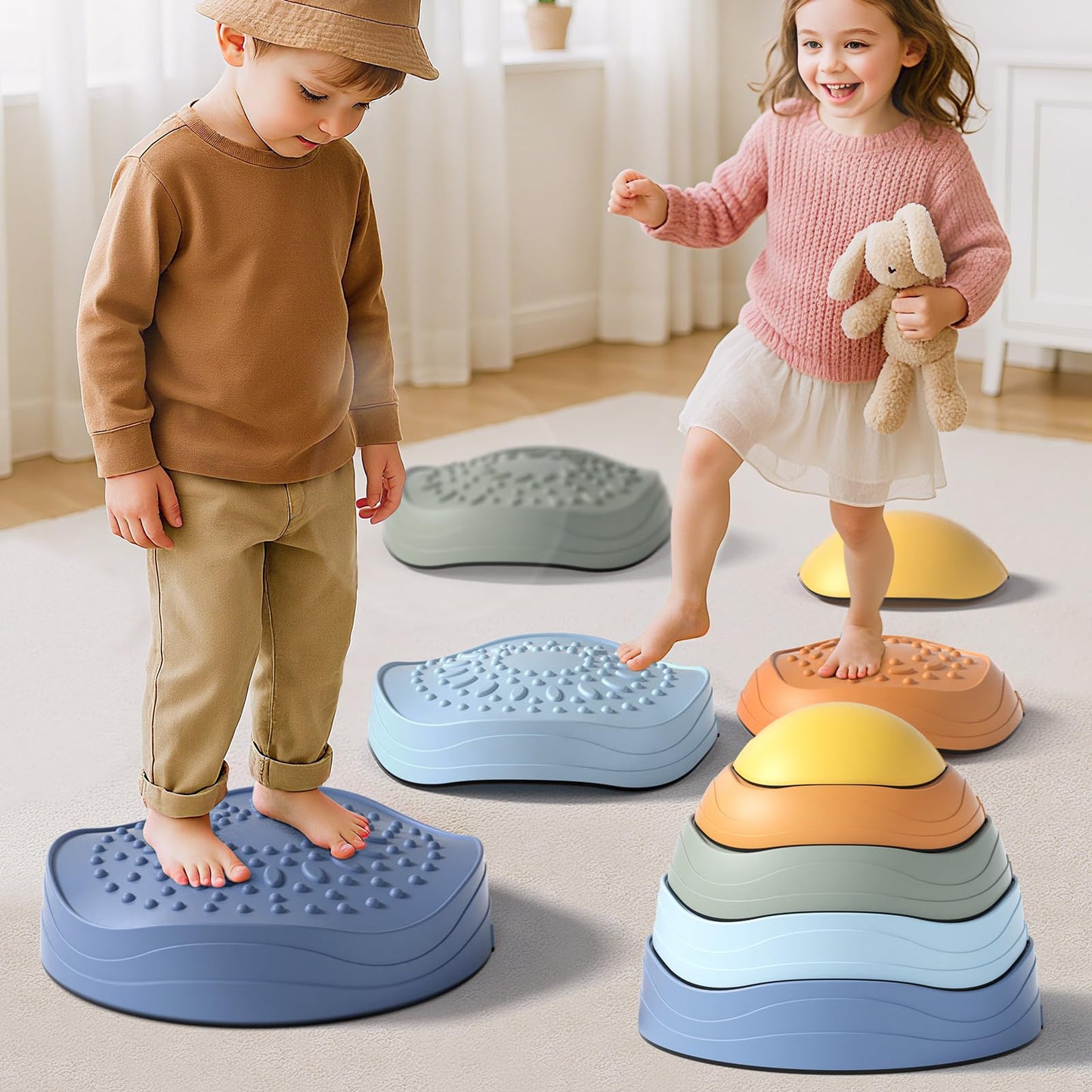 Lehoo Castle Stepping Stones – Non-Slip Toddler Balance Stones for Indoor & Outdoor Play