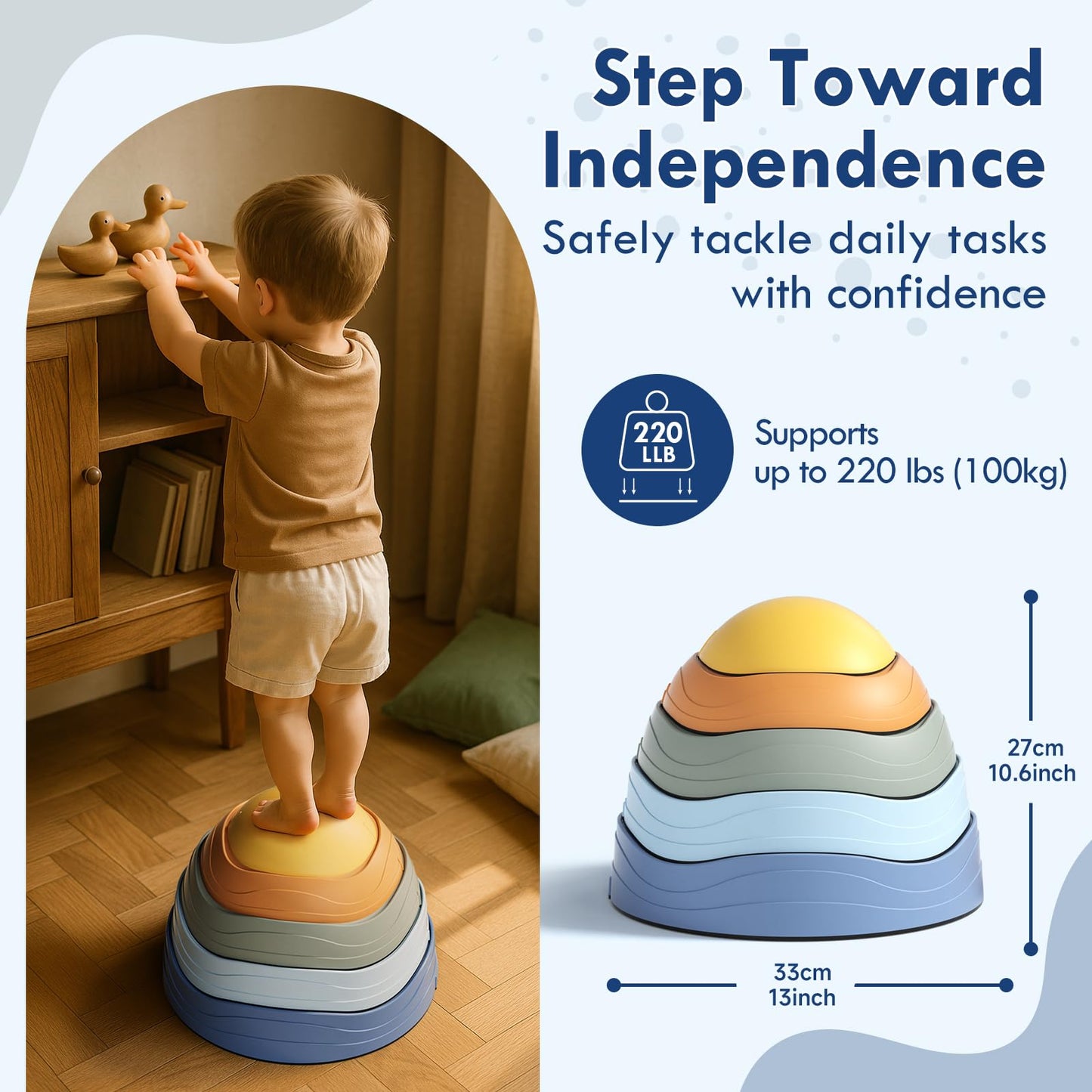 Lehoo Castle Stepping Stones – Non-Slip Toddler Balance Stones for Indoor & Outdoor Play