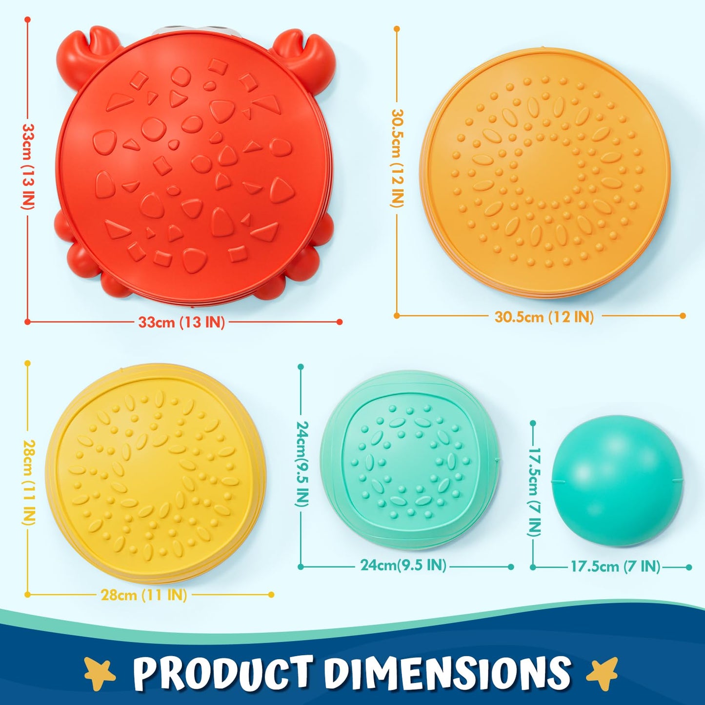 Lehoo Castle Stepping Stones for Kids – Non-Slip Balance Stones, Crab Shape Sensory Play Set (Ages 18 Months+)